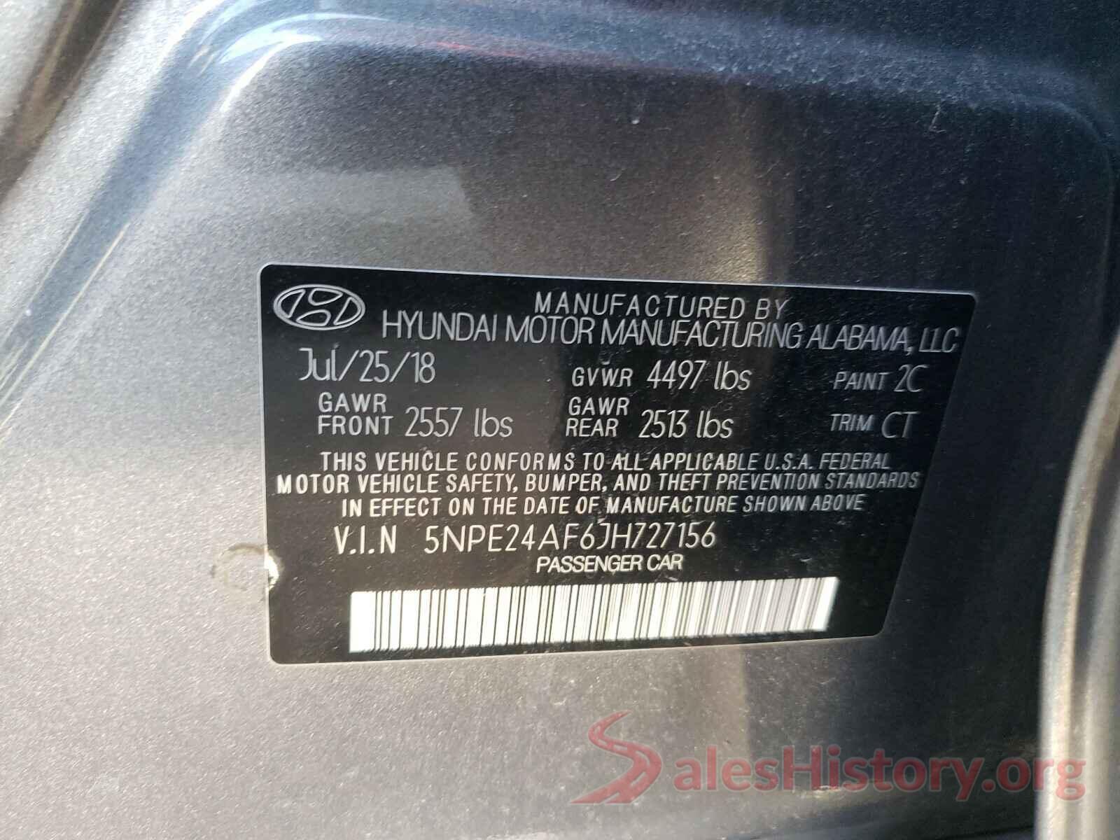 5NPE24AF6JH727156 2018 HYUNDAI SONATA