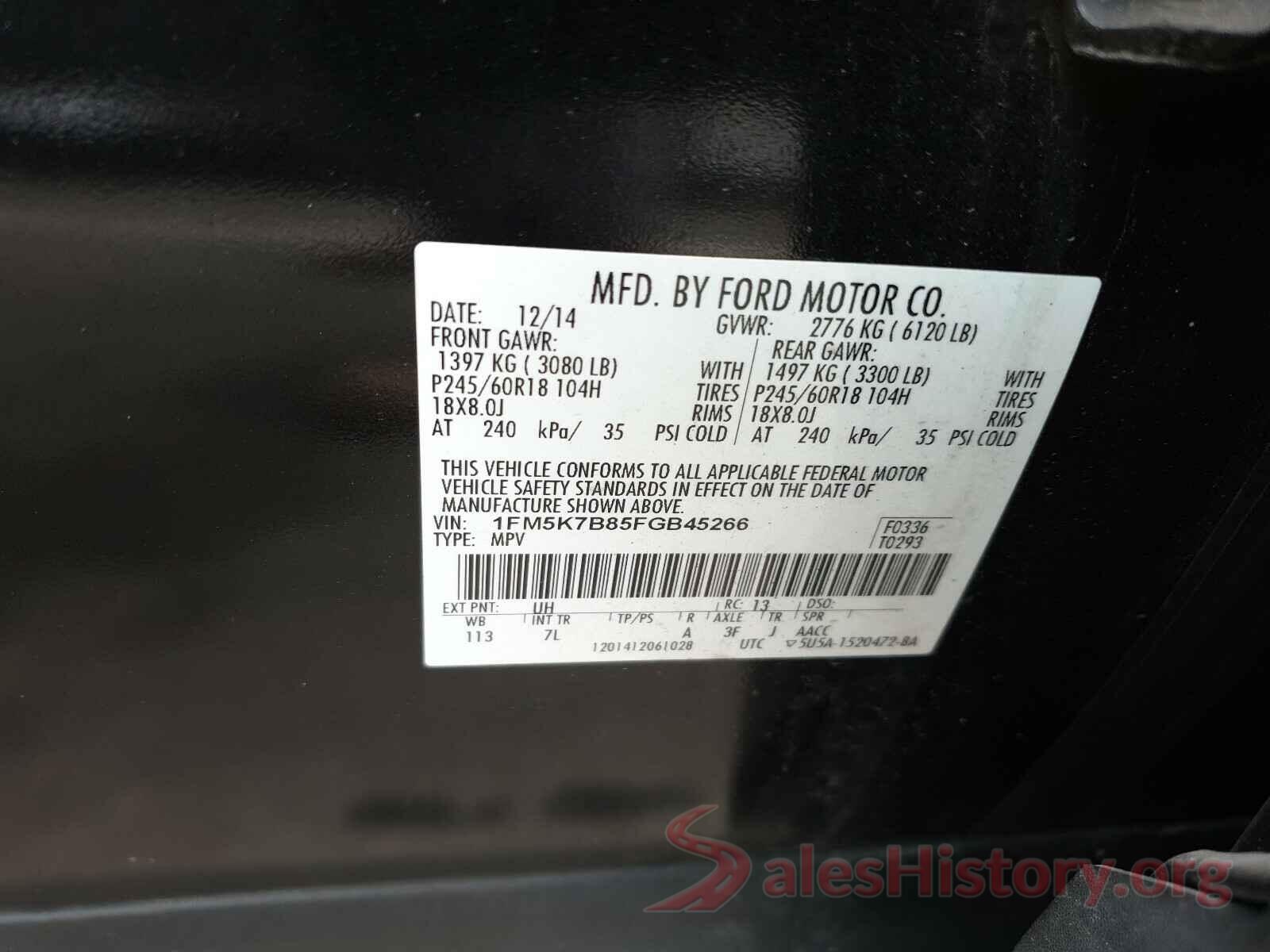 1HGCV1F16KA038710 2015 FORD EXPLORER