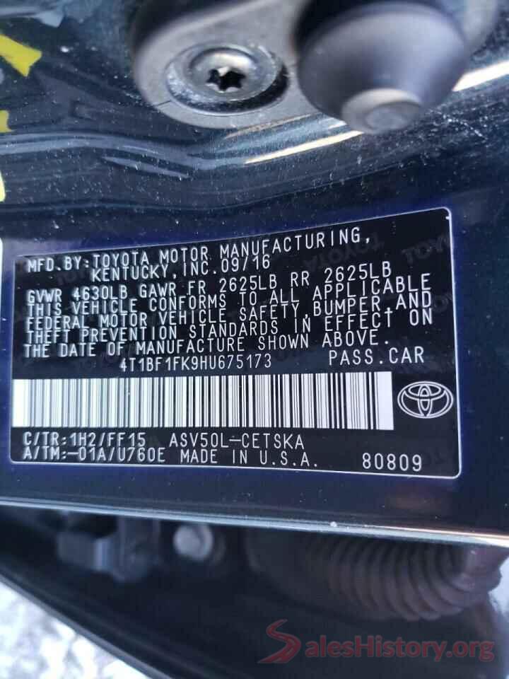 4T1BF1FK9HU675173 2017 TOYOTA CAMRY