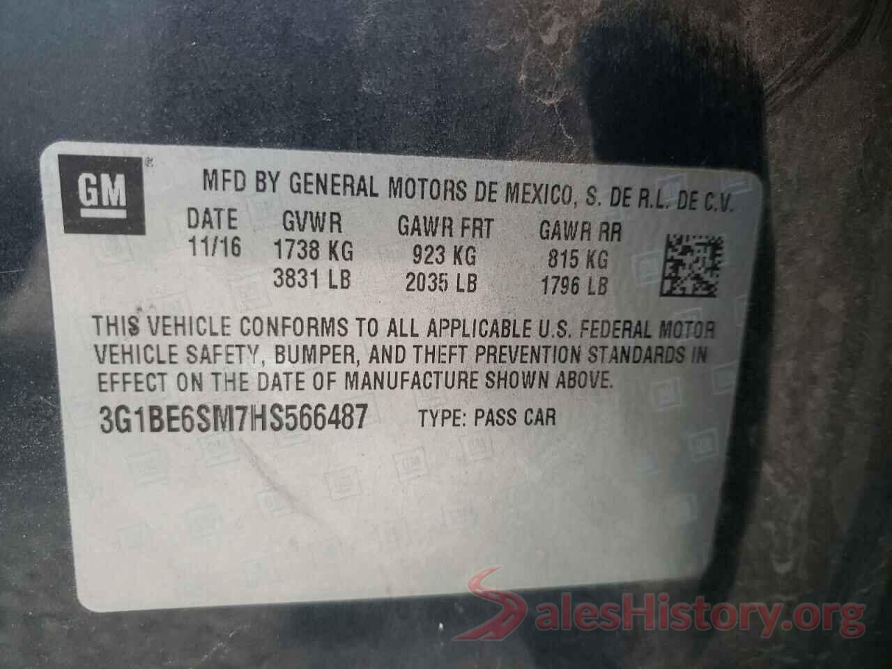 3G1BE6SM7HS566487 2017 CHEVROLET CRUZE