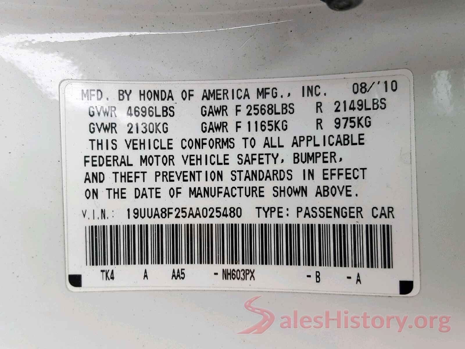 19UUA8F25AA025480 2010 ACURA TL