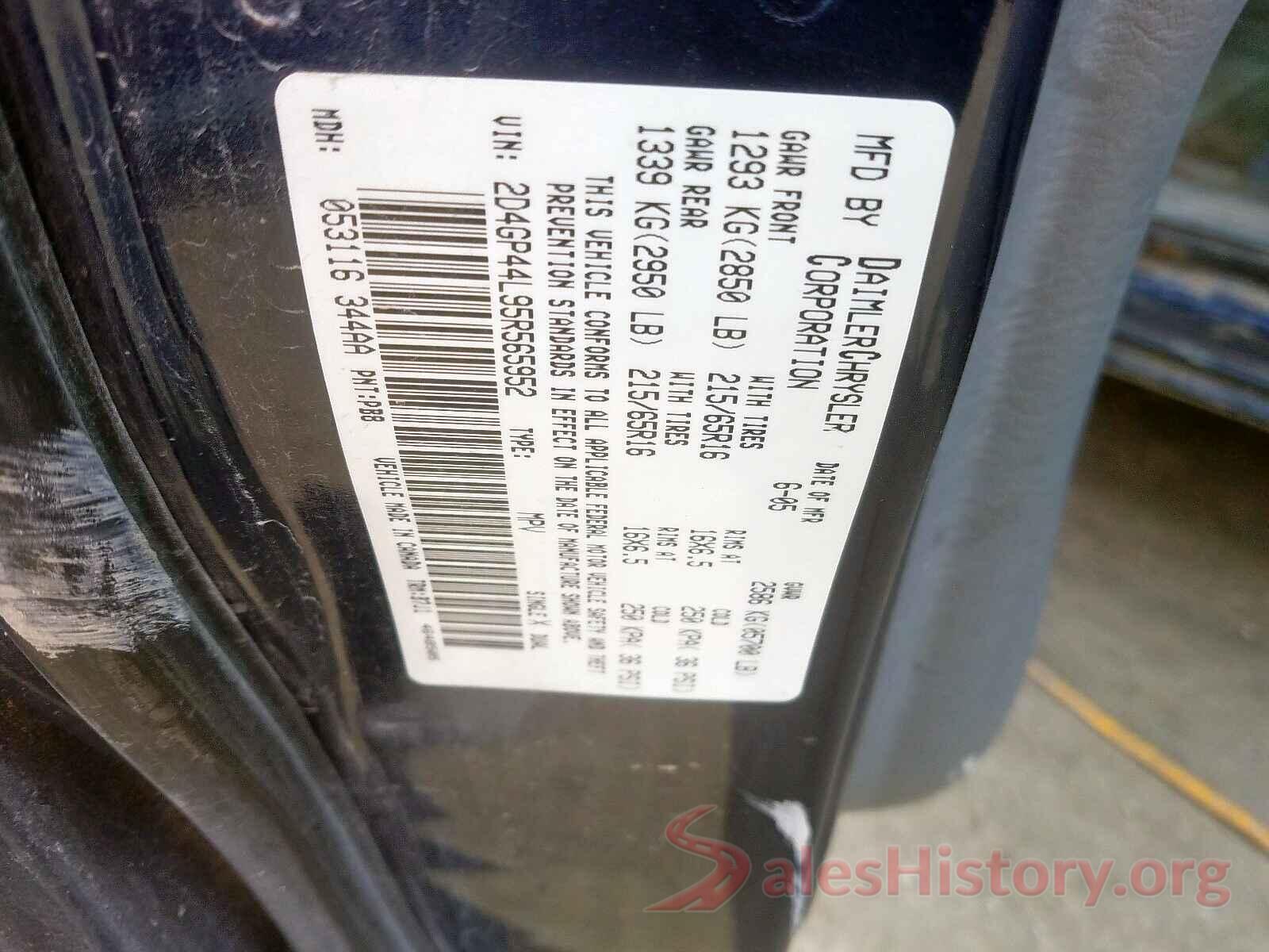 JF1GPAY66GH302595 2005 DODGE GRAND CARA