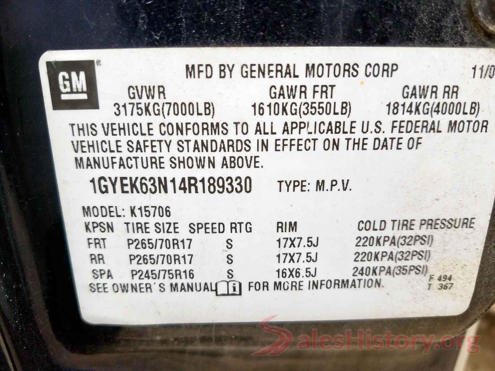 2T3P1RFV1MW154124 2004 CADILLAC ESCALADE