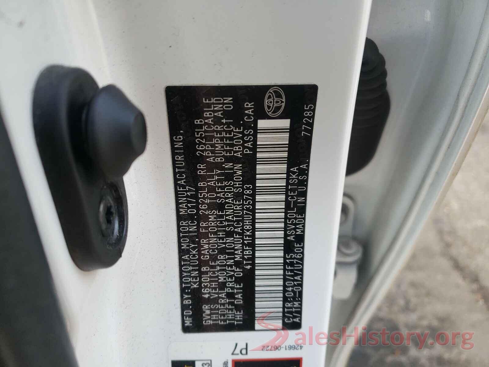 4T1BF1FK8HU735783 2017 TOYOTA CAMRY