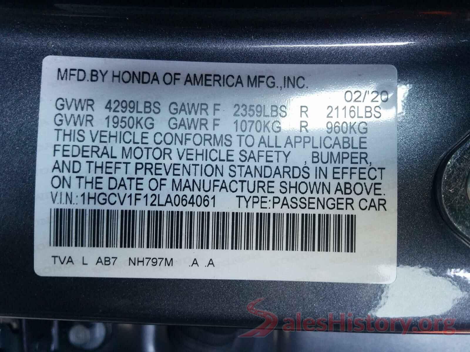 1HGCV1F12LA064061 2020 HONDA ACCORD