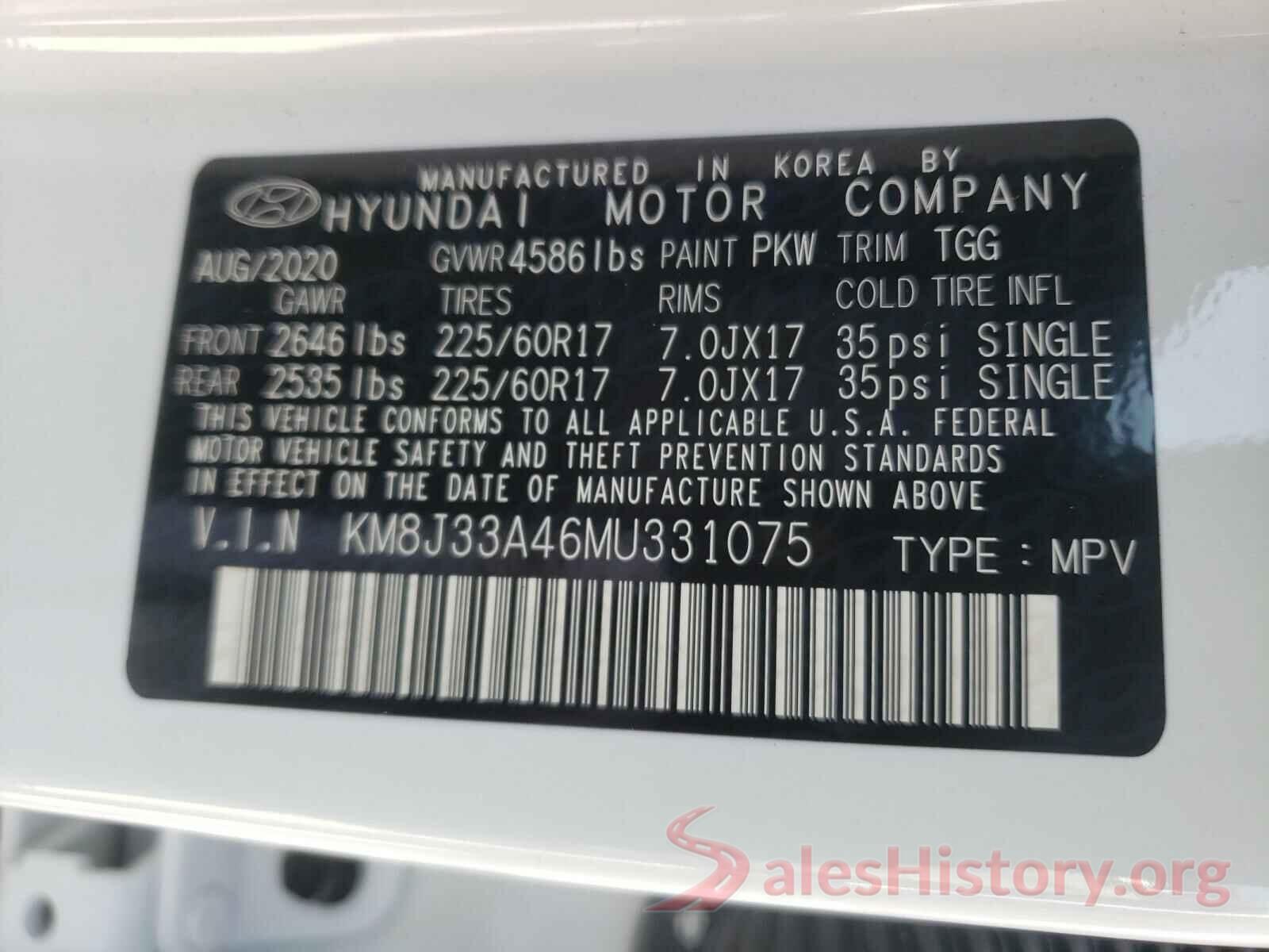 KM8J33A46MU331075 2021 HYUNDAI TUCSON