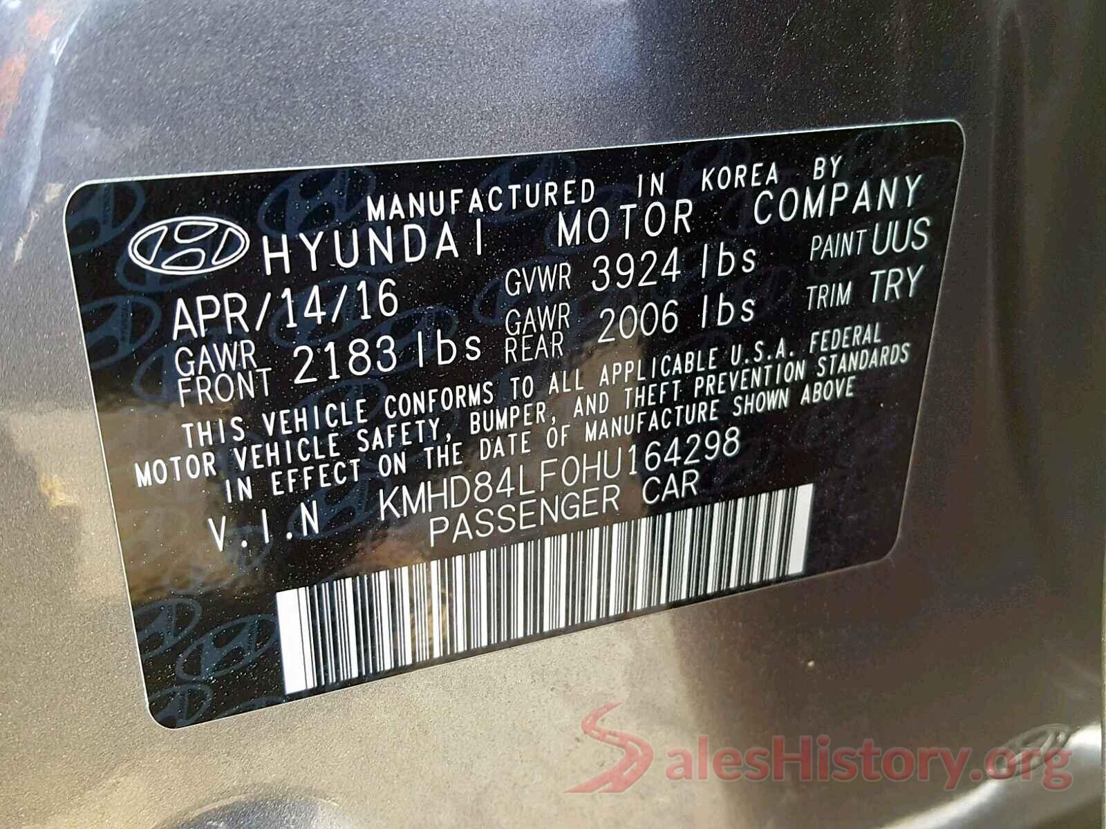 1N4AA6CV4MC507344 2017 HYUNDAI ELANTRA