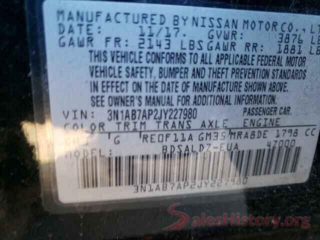 3N1AB7AP2JY227980 2018 NISSAN SENTRA