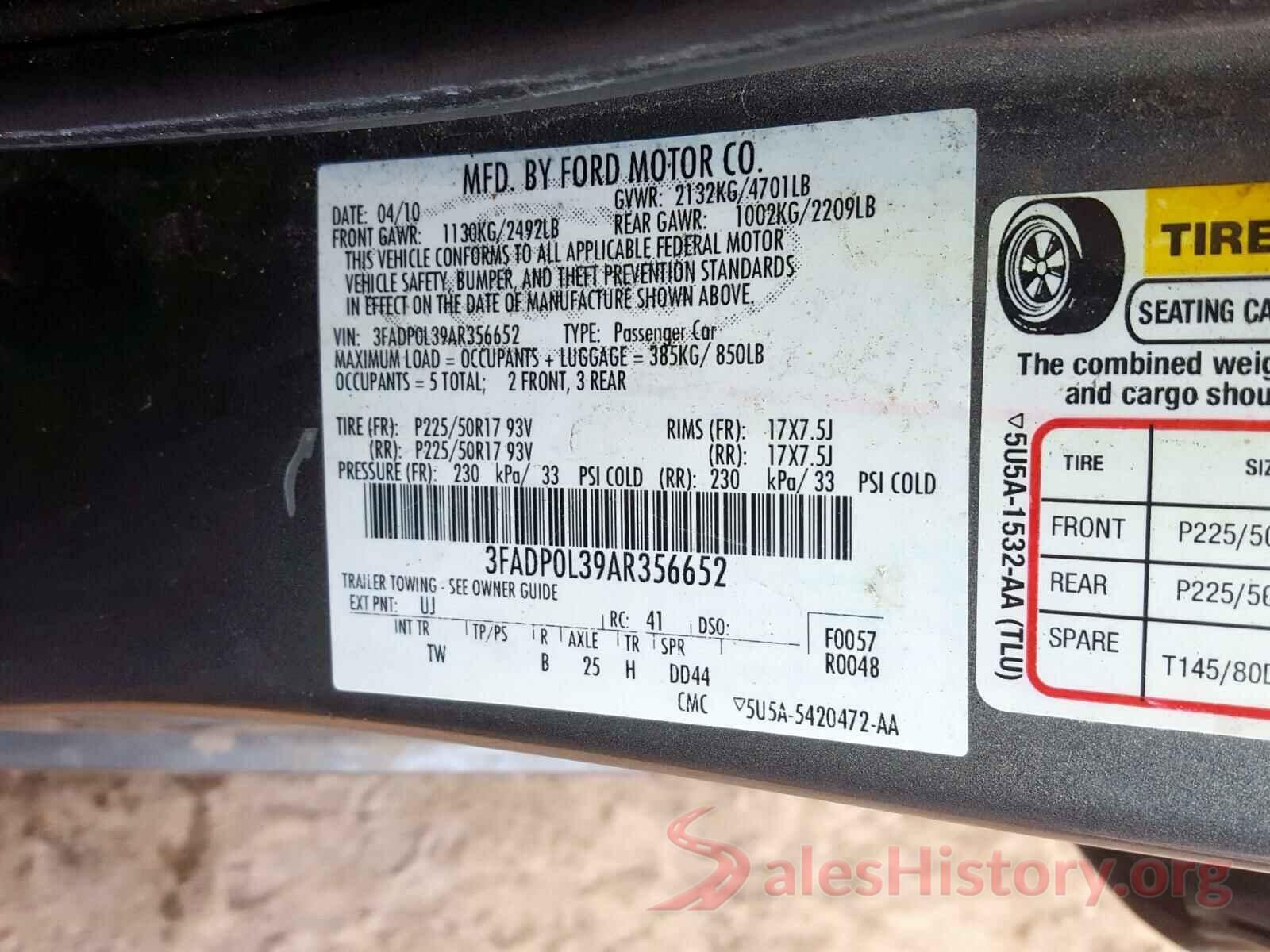 KMHCT5AE3GU274108 2010 FORD FUSION