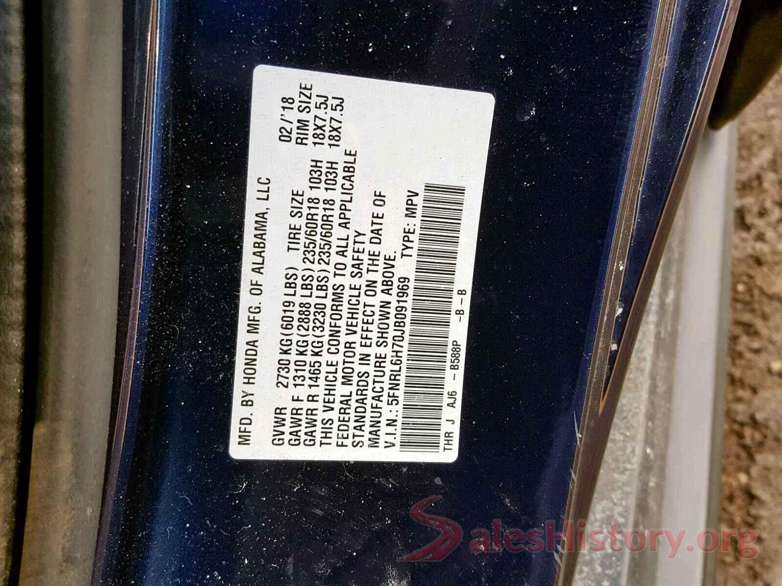 4T1BF1FK1GU223426 2018 HONDA ODYSSEY EX