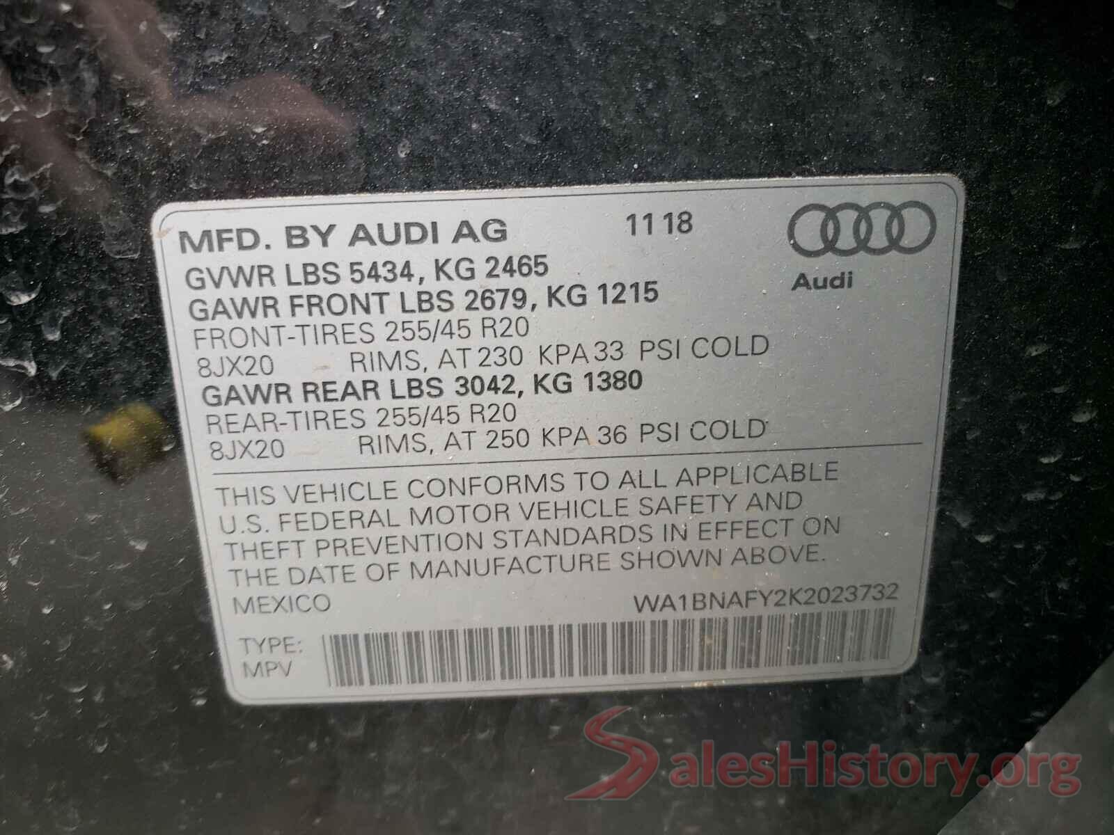 WA1BNAFY2K2023732 2019 AUDI Q5