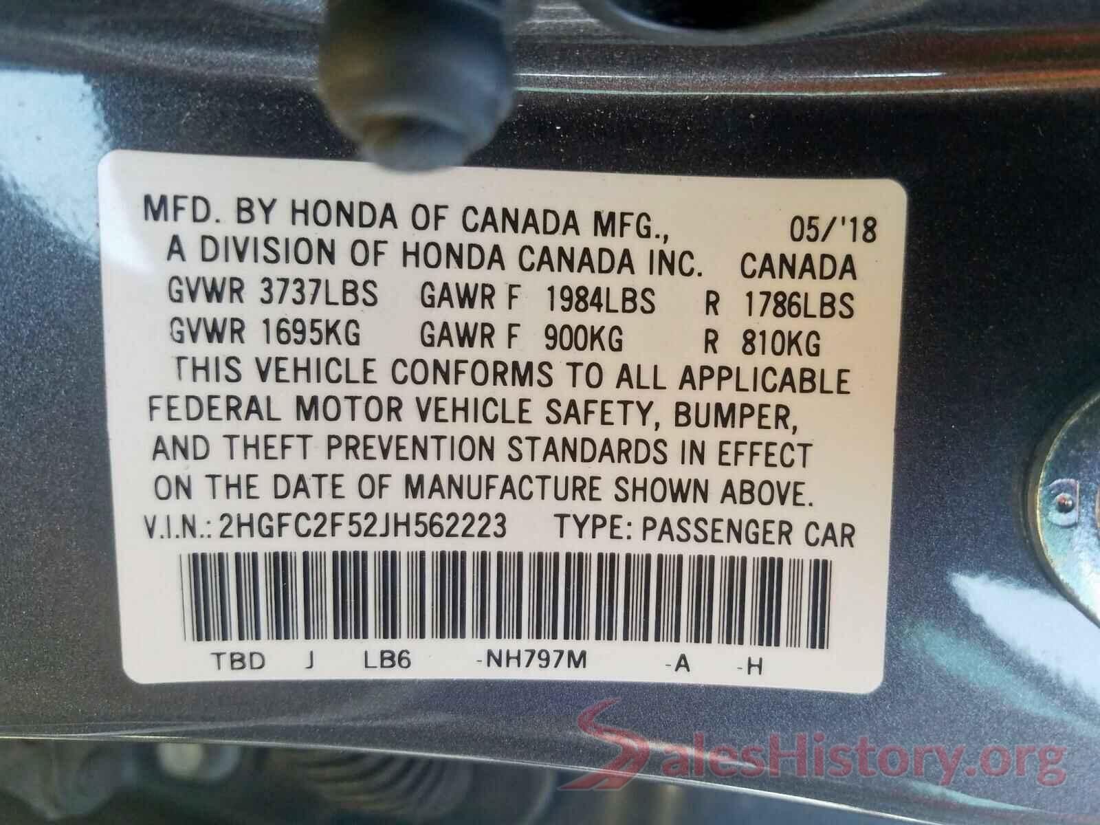 KNAFK4A65G5616446 2018 HONDA CIVIC