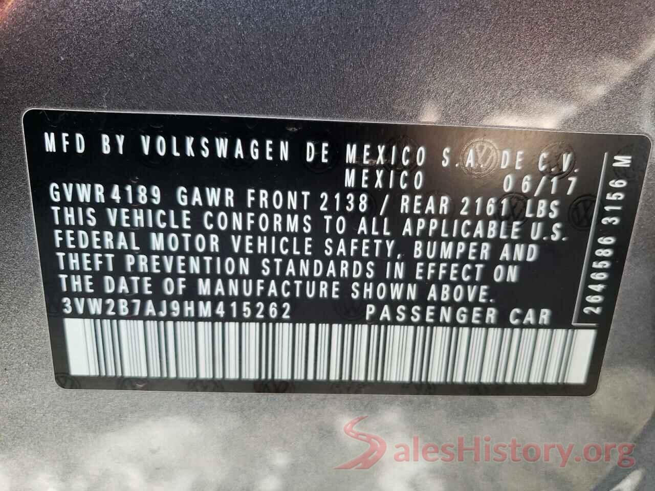 3VW2B7AJ9HM415262 2017 VOLKSWAGEN JETTA