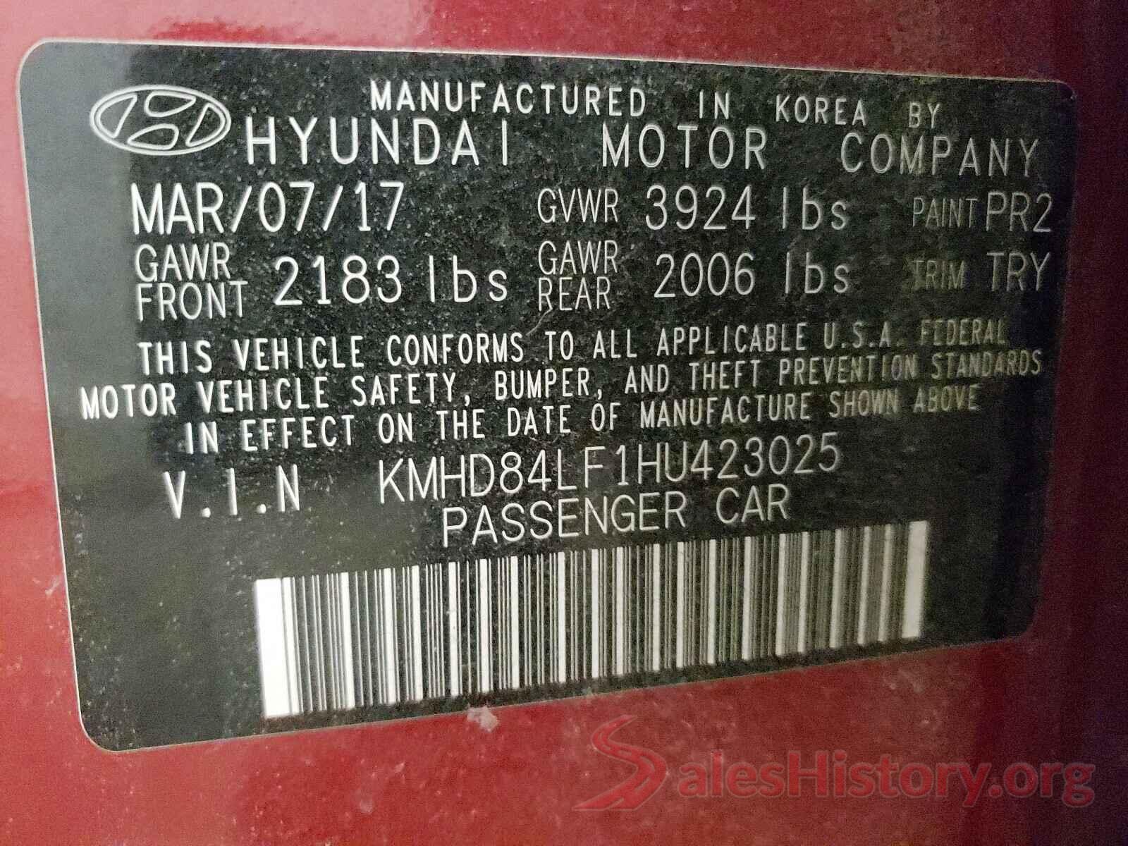 KMHD84LF1HU423025 2017 HYUNDAI ELANTRA