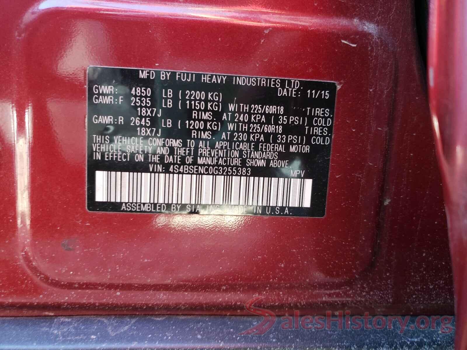 4S4BSENC0G3255383 2016 SUBARU OUTBACK