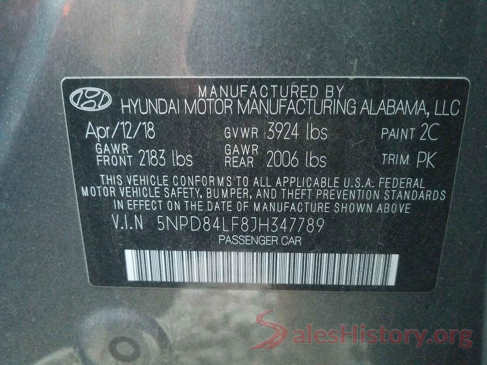 5NPD84LF8JH347789 2018 HYUNDAI ELANTRA