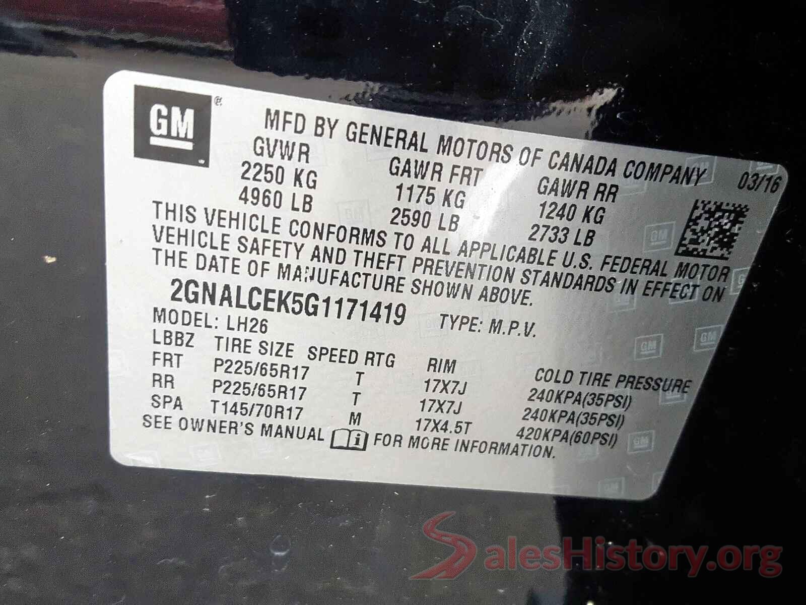 2C3CDXGJ0GH306716 2016 CHEVROLET EQUINOX