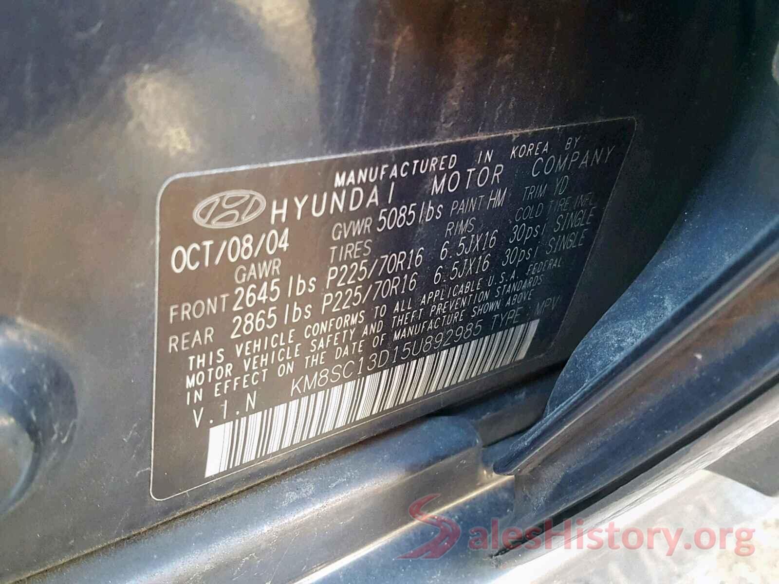 5NPE24AF9KH804233 2005 HYUNDAI SANTA FE