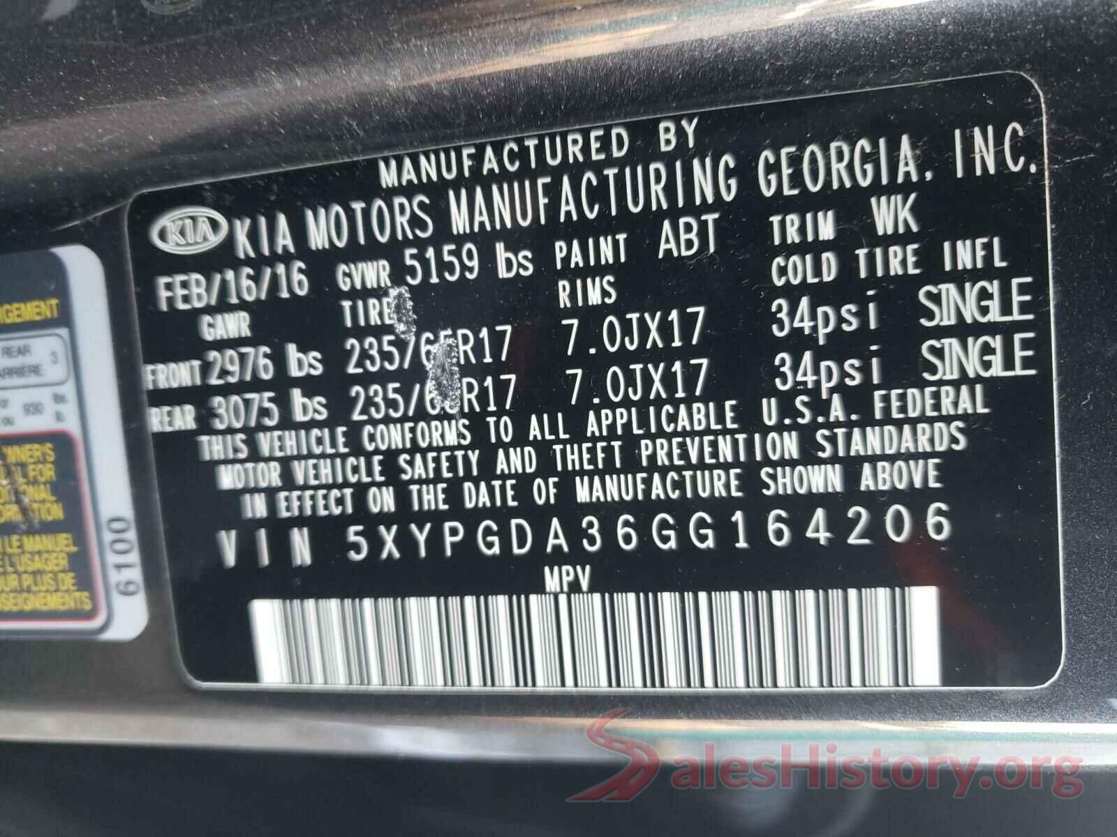 JF1VA1A62K9823206 2016 KIA SORENTO