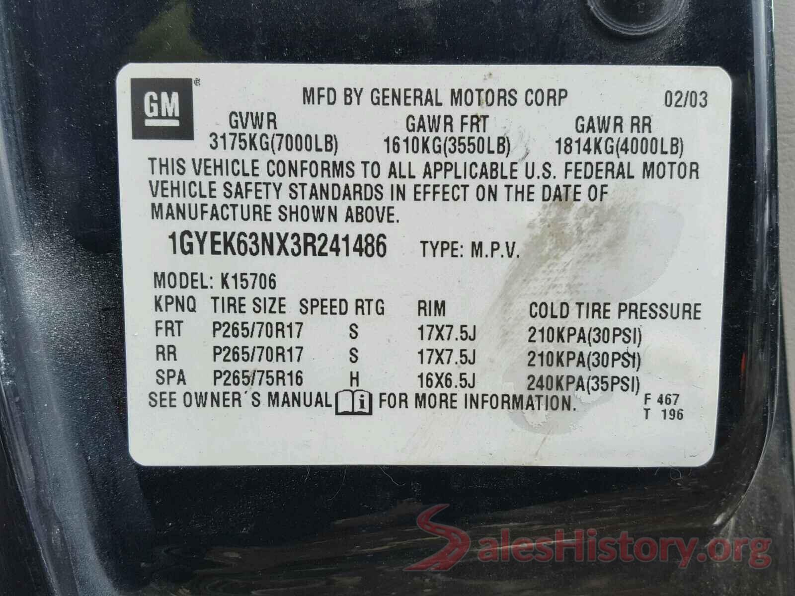 KMHD84LF8HU151668 2003 CADILLAC ESCALADE