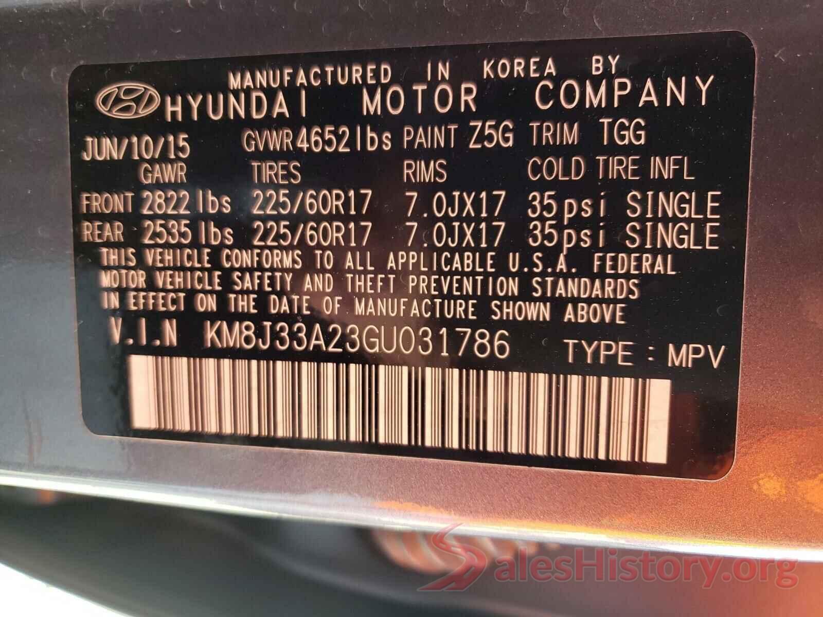 KM8J33A23GU031786 2016 HYUNDAI TUCSON