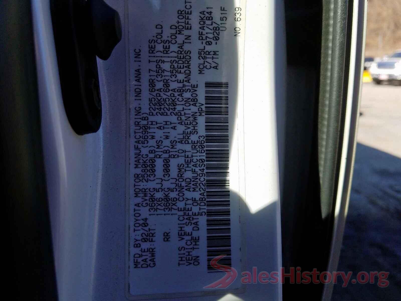 5TFDW5F19KX858669 2004 TOYOTA SIENNA