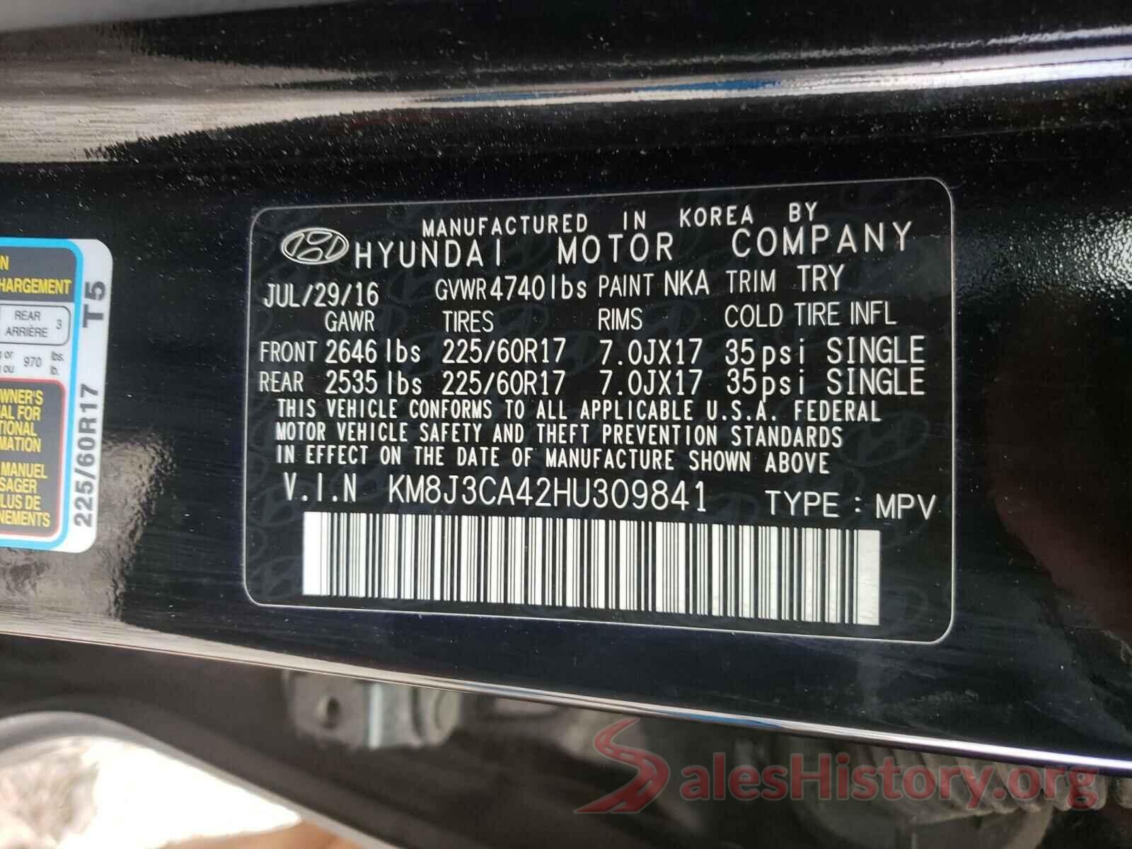 KM8J3CA42HU309841 2017 HYUNDAI TUCSON