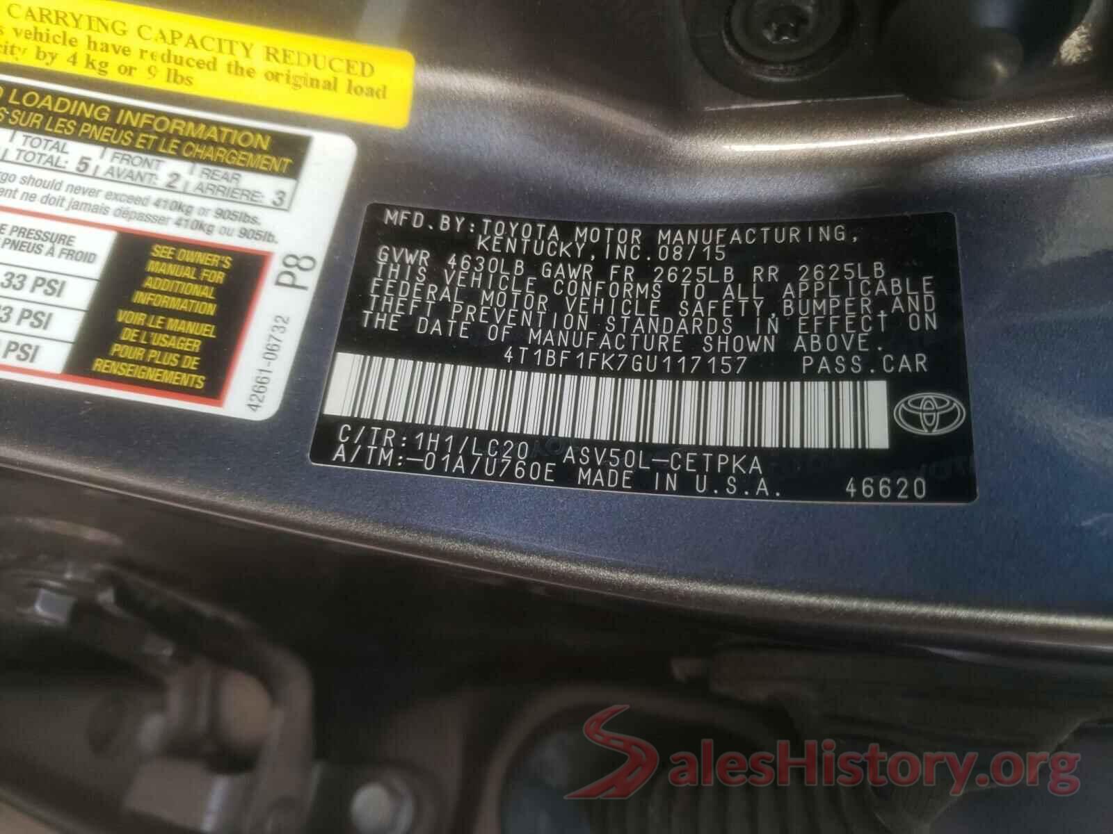 4T1BF1FK7GU117157 2016 TOYOTA CAMRY