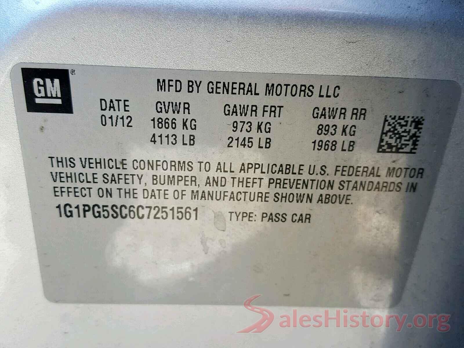 1HGCV3F13MA018543 2012 CHEVROLET CRUZE