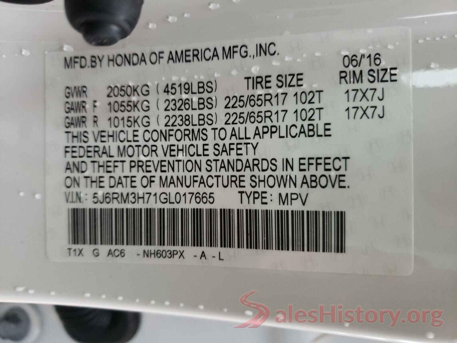 3C4NJCABXJT105444 2016 HONDA CRV