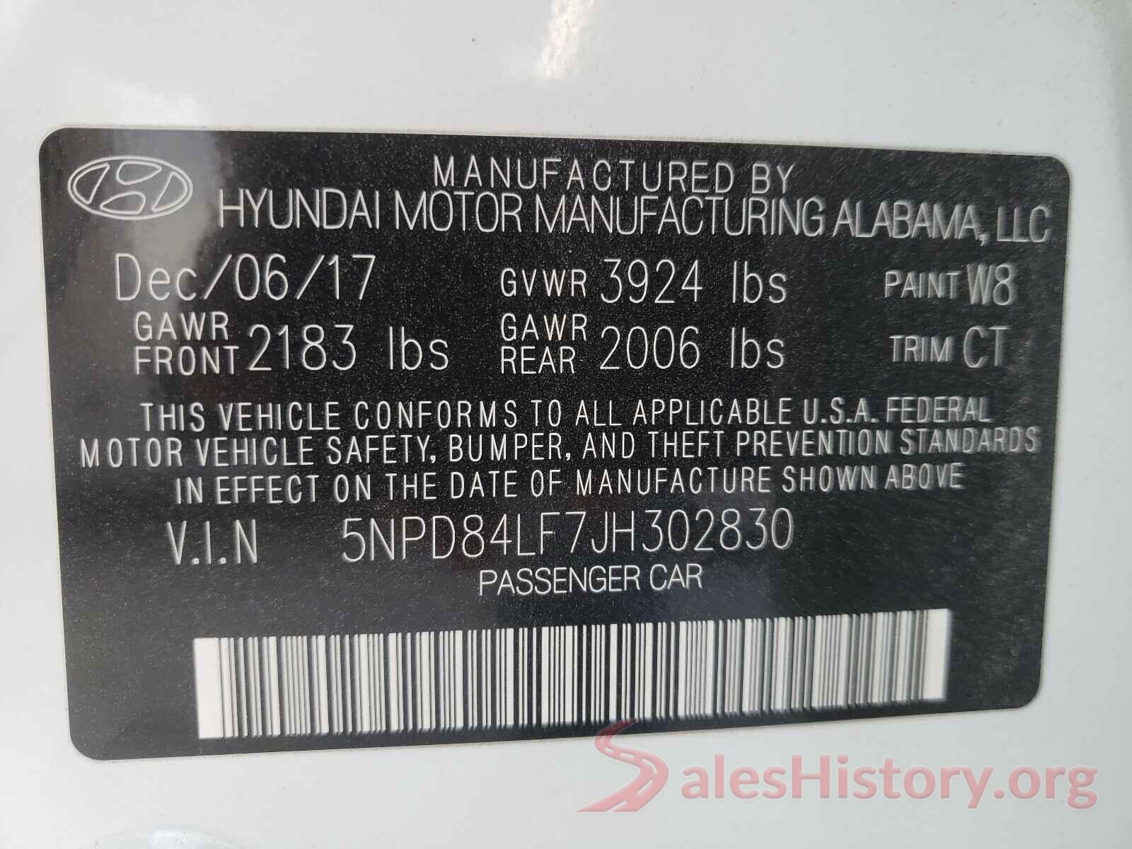 5NPD84LF7JH302830 2018 HYUNDAI ELANTRA