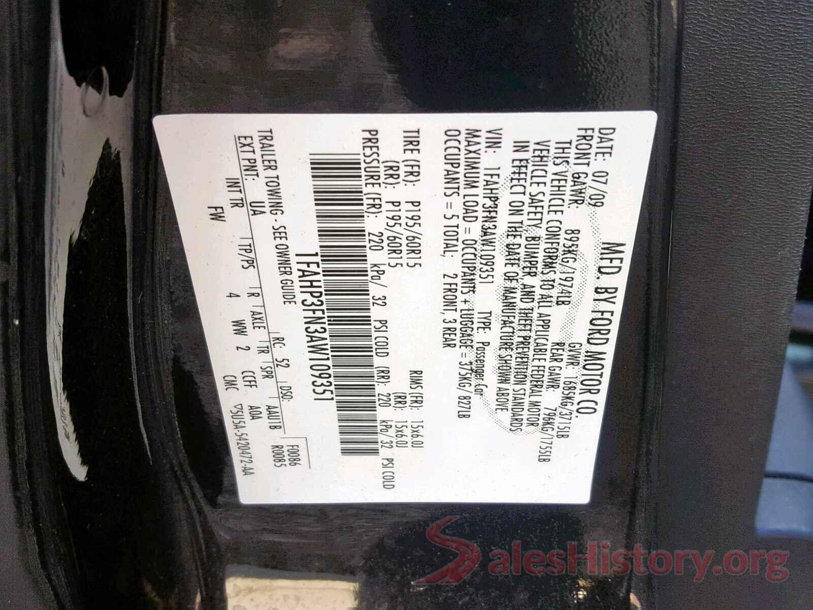 KMHCT5AE5HU336349 2010 FORD FOCUS SE