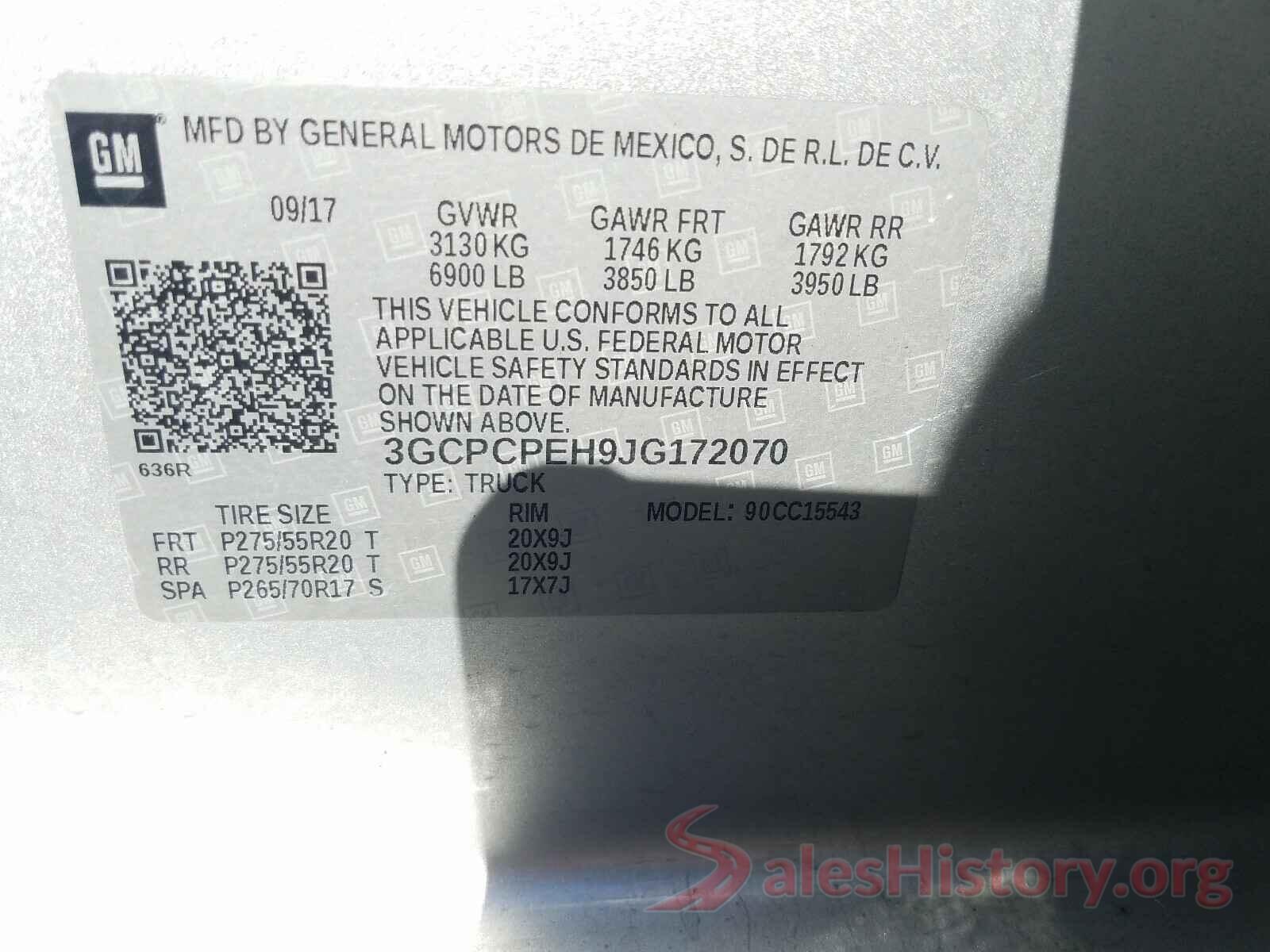 3GCPCPEH9JG172070 2018 CHEVROLET SILVERADO