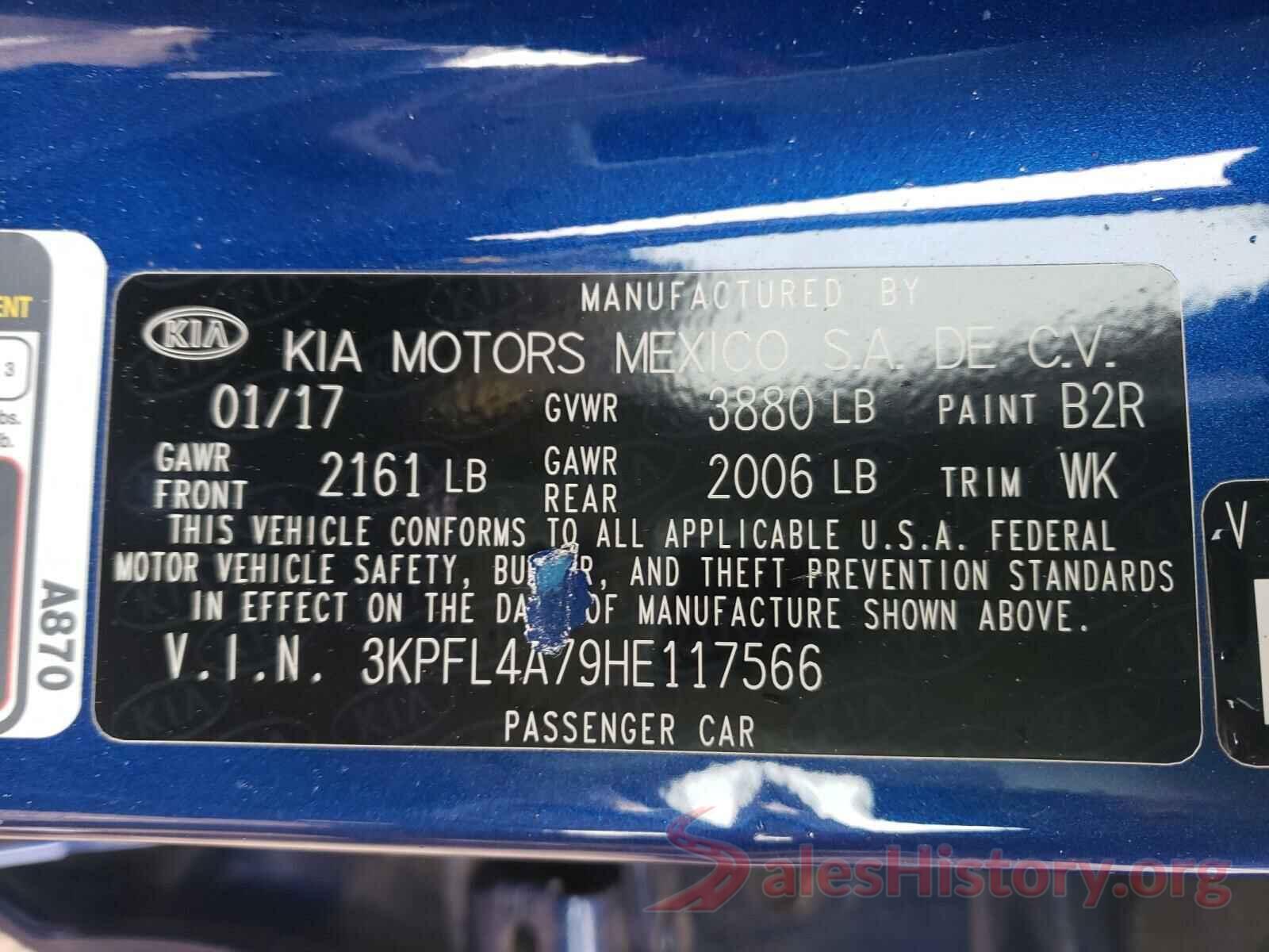 3KPFL4A79HE117566 2017 KIA FORTE