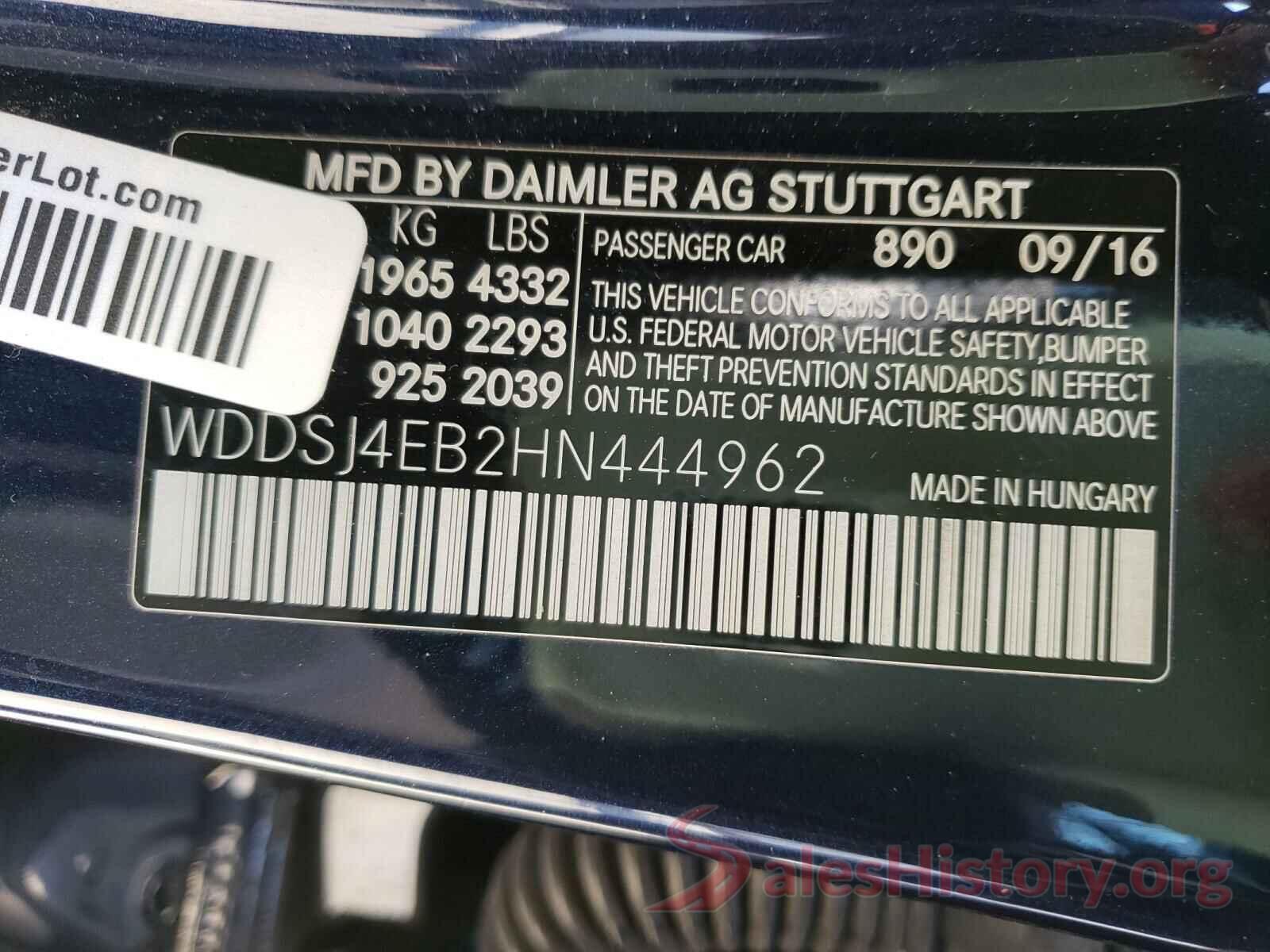 WDDSJ4EB2HN444962 2017 MERCEDES-BENZ C CLASS