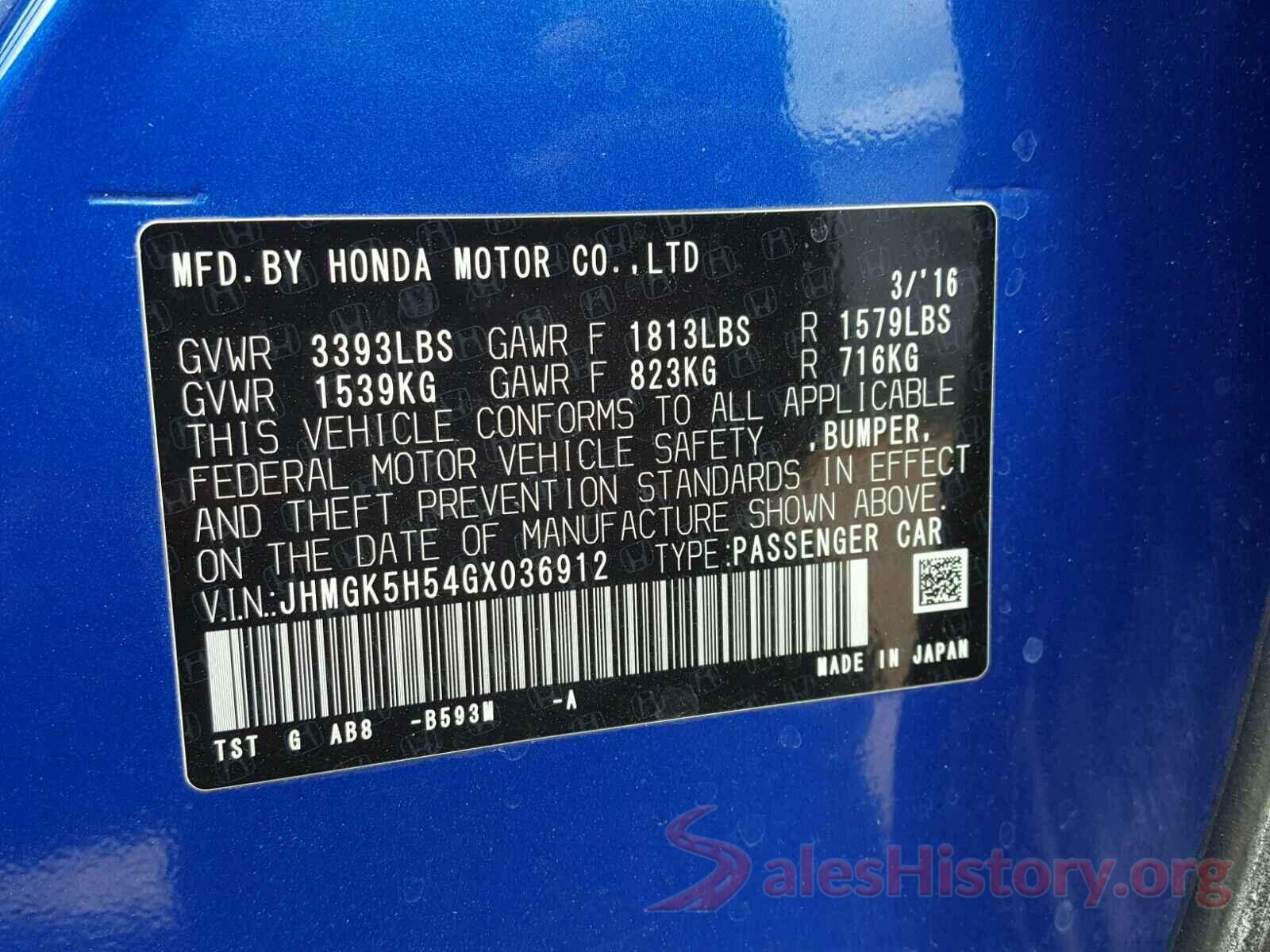 JA4AZ2A37HZ018088 2016 HONDA FIT