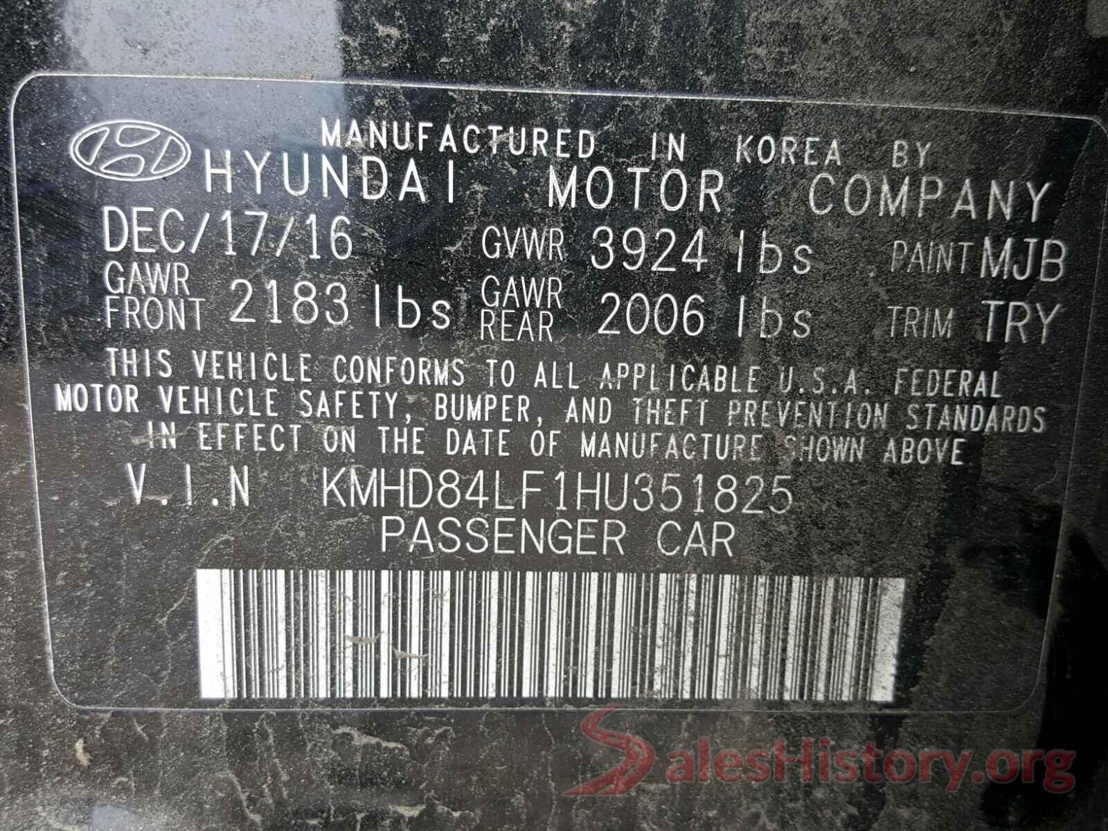 2T3ZFREV9JW500251 2017 HYUNDAI ELANTRA