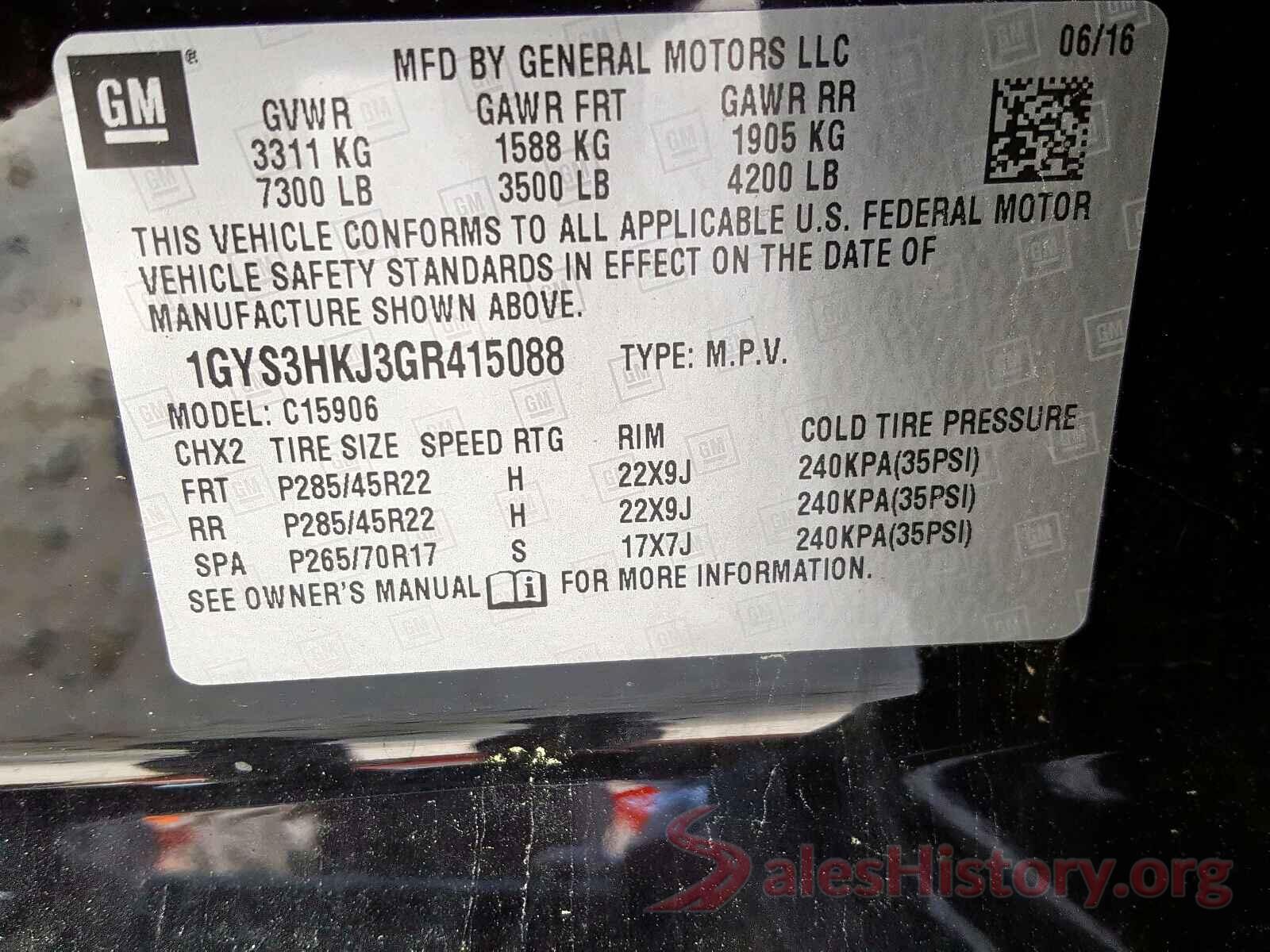 2GNAXHEV1K6238444 2016 CADILLAC ESCALADE