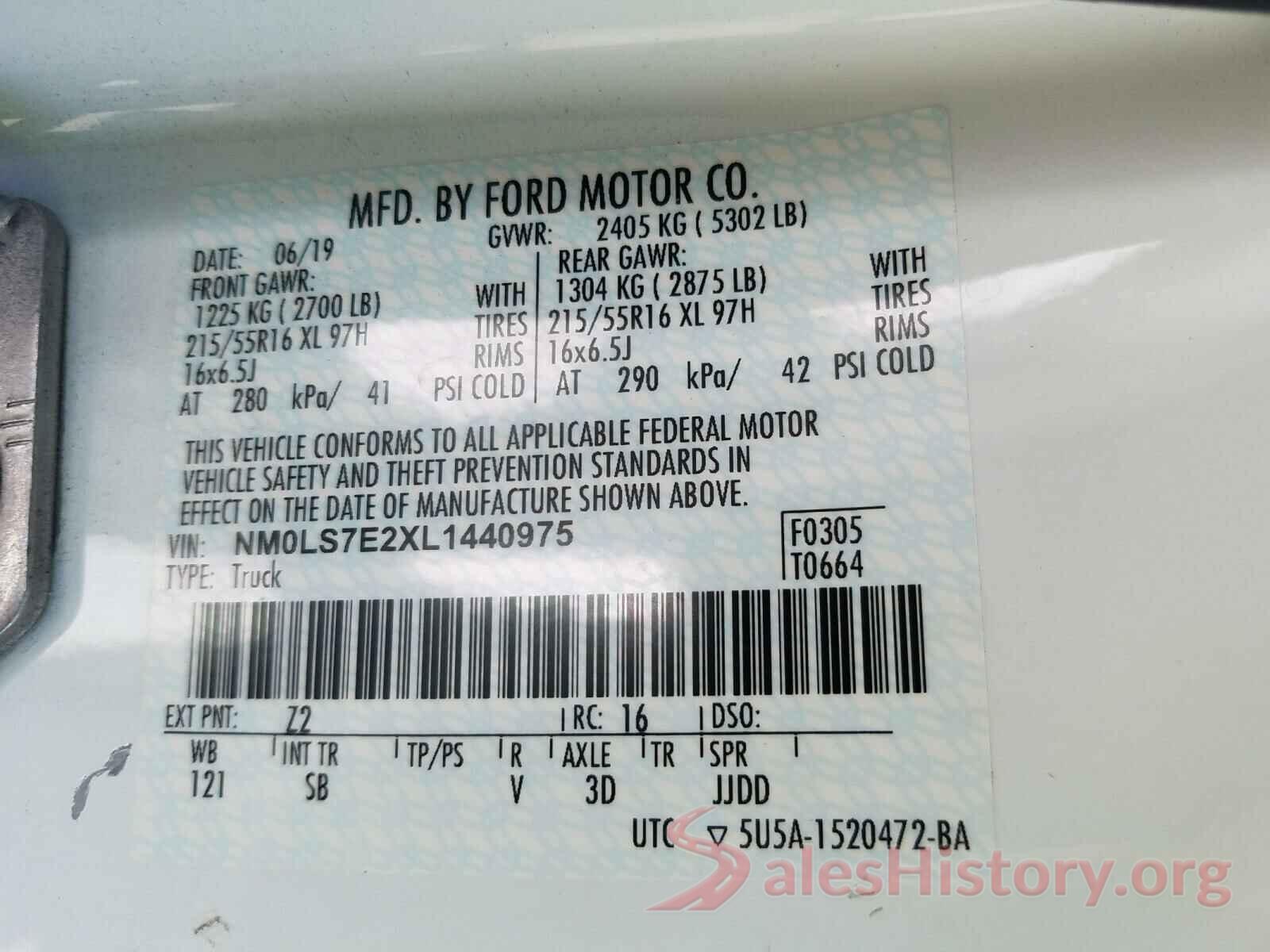 NM0LS7E2XL1440975 2020 FORD TRANSIT CO