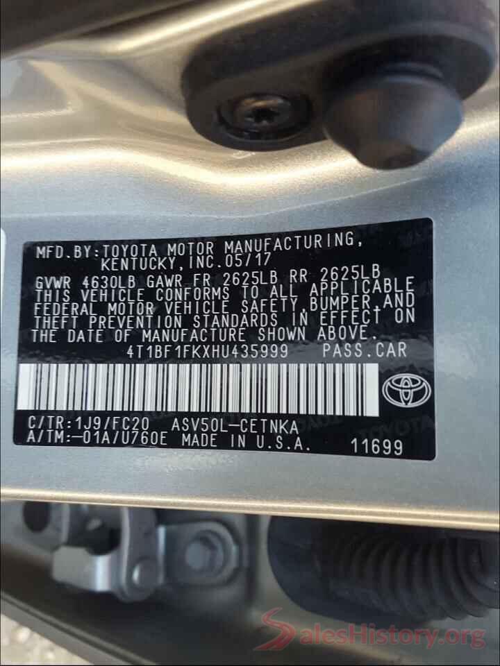 4T1BF1FKXHU435999 2017 TOYOTA CAMRY