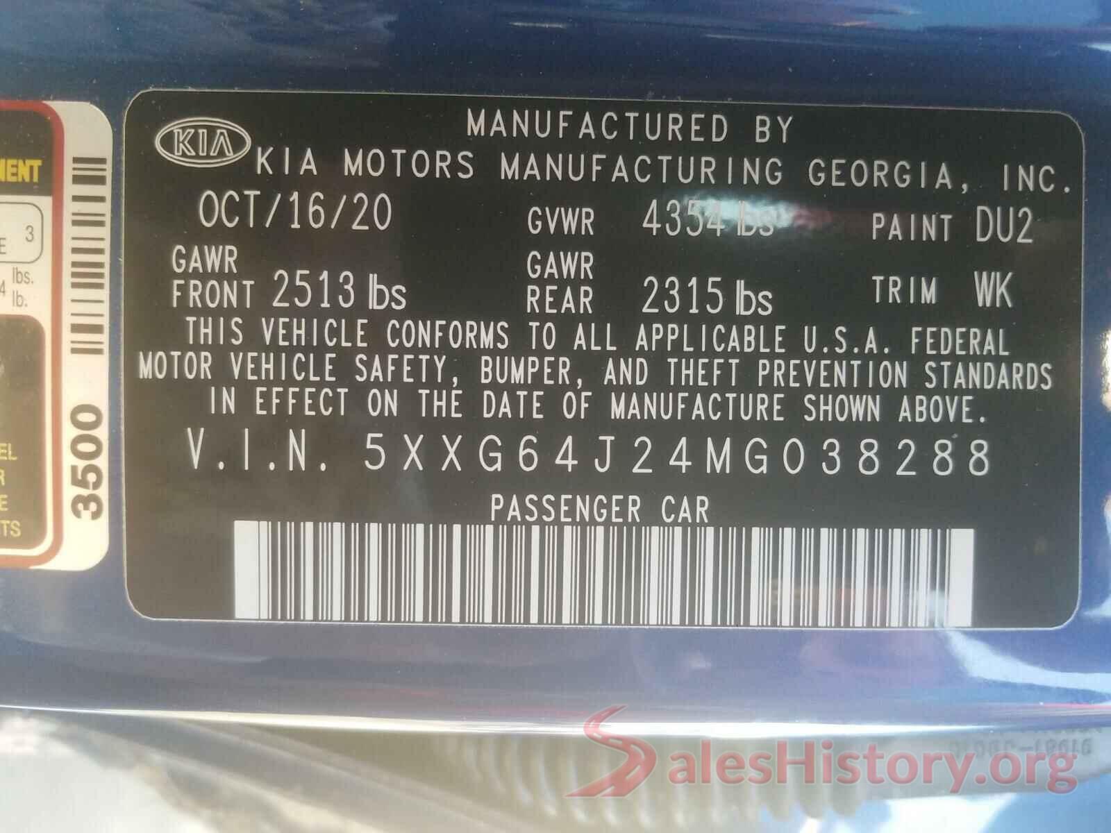 5XXG64J24MG038288 2021 KIA K5