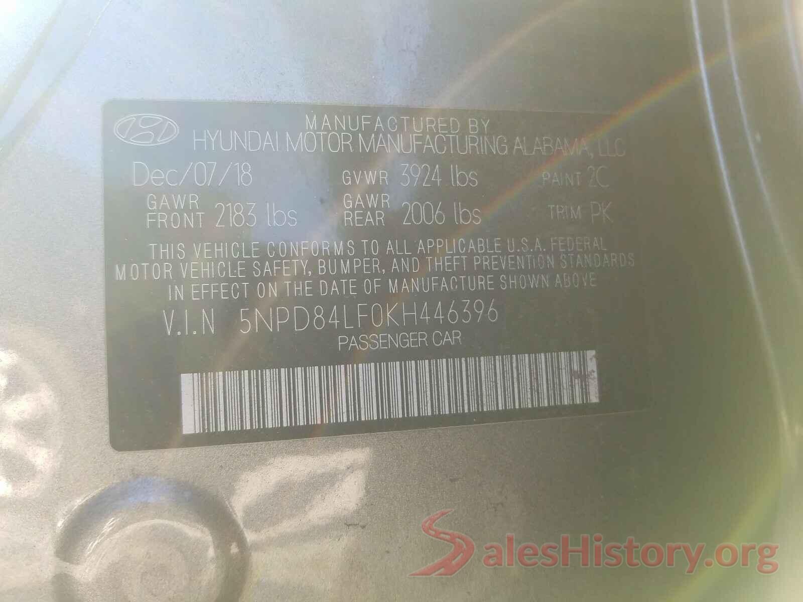 5NPD84LF0KH446396 2019 HYUNDAI ELANTRA