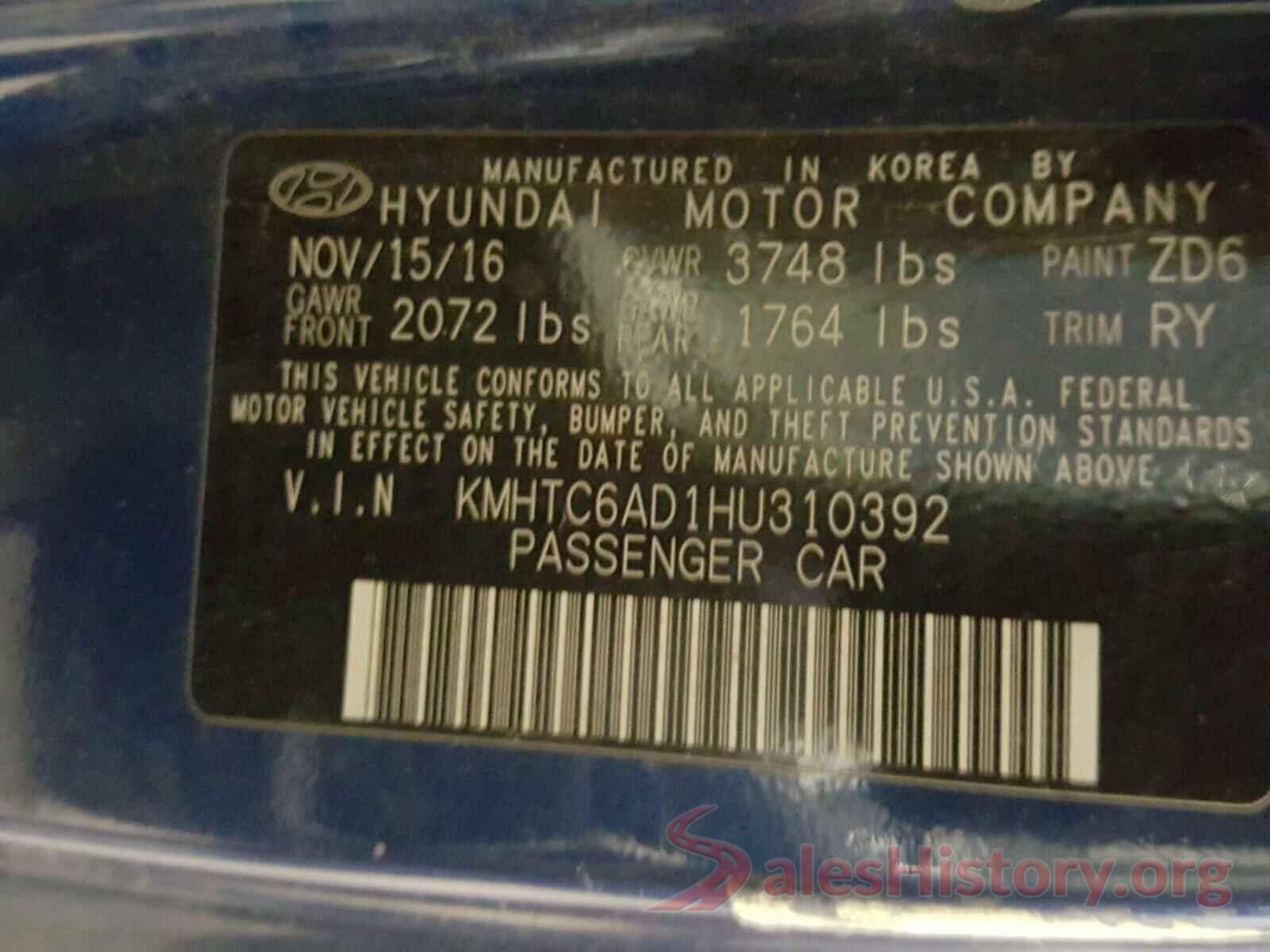 KMHTC6AD1HU310392 2017 HYUNDAI VELOSTER