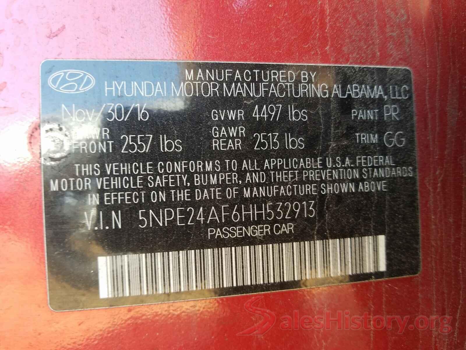 5NPE24AF6HH532913 2017 HYUNDAI SONATA