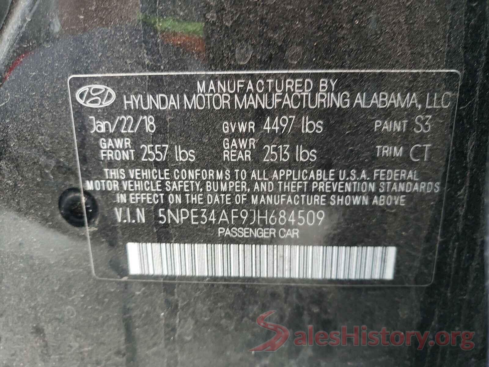 5NPE34AF9JH684509 2018 HYUNDAI SONATA