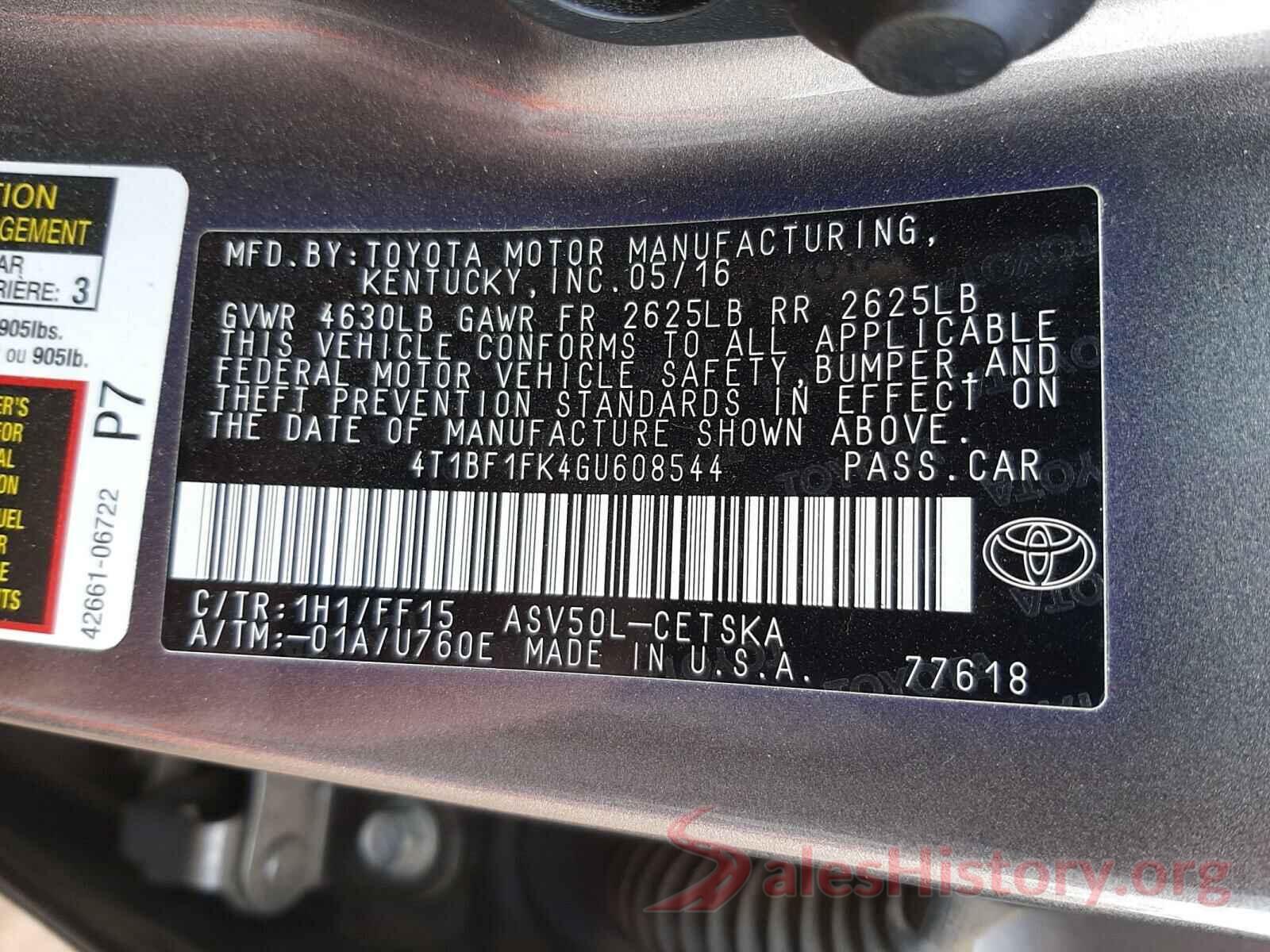 4T1BF1FK4GU608544 2016 TOYOTA CAMRY