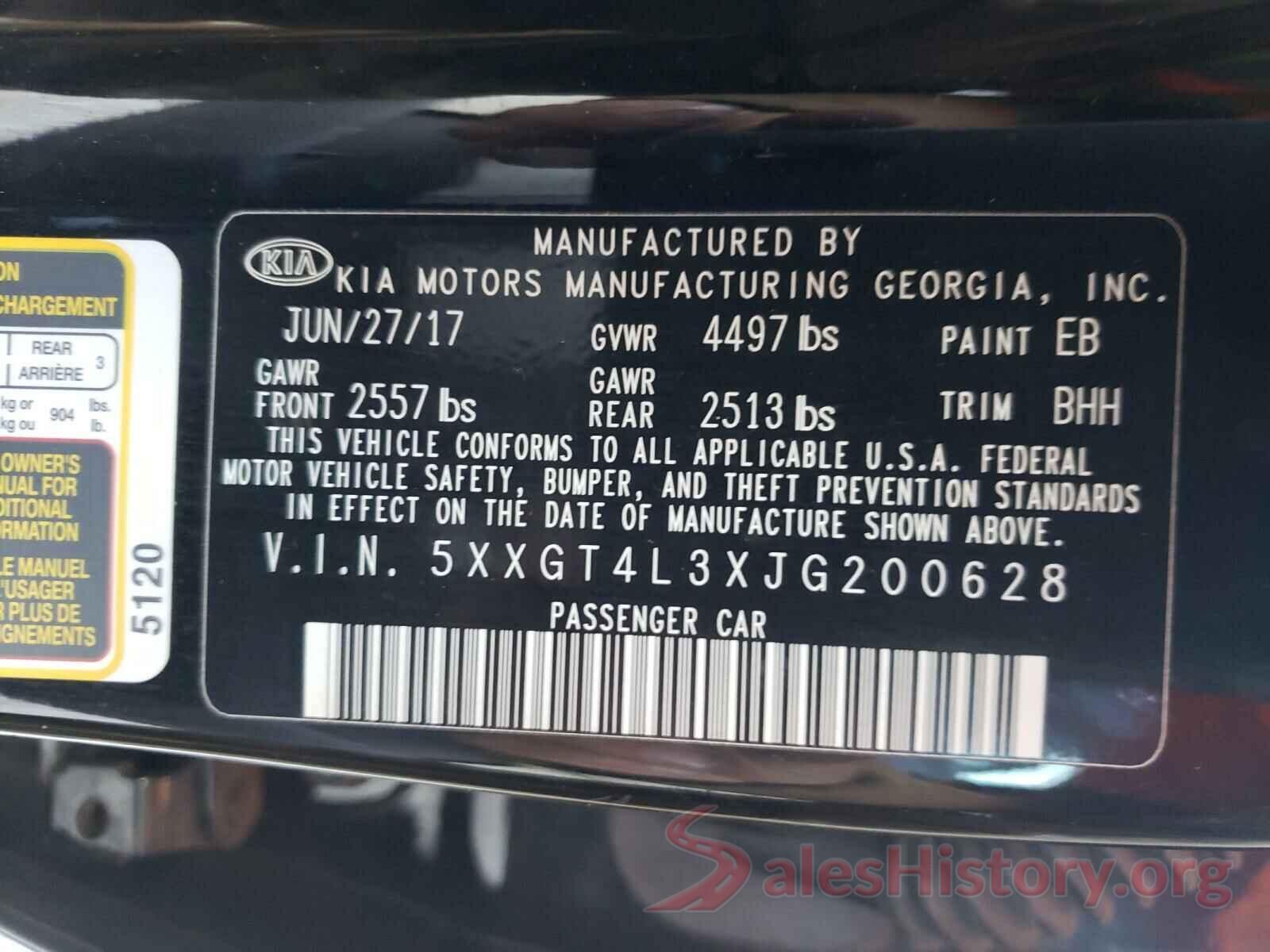 5XXGT4L3XJG200628 2018 KIA OPTIMA