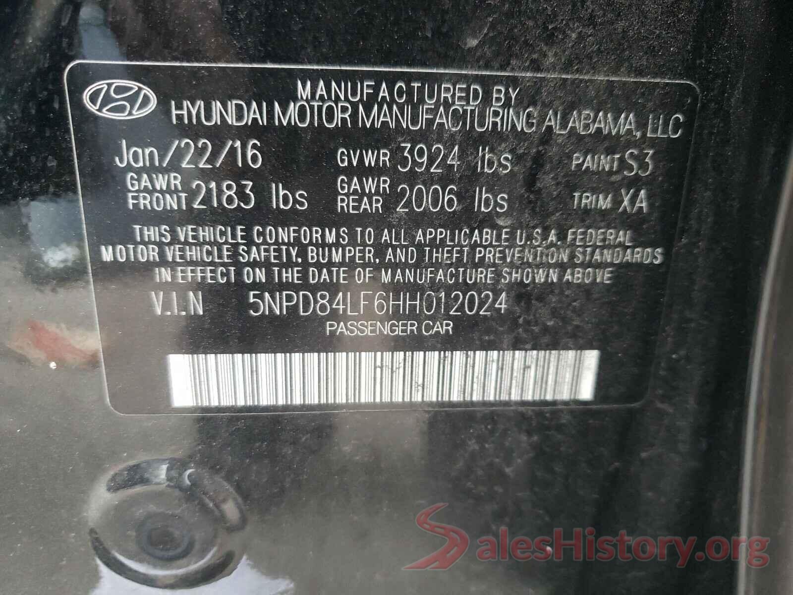 5NPD84LF6HH012024 2017 HYUNDAI ELANTRA