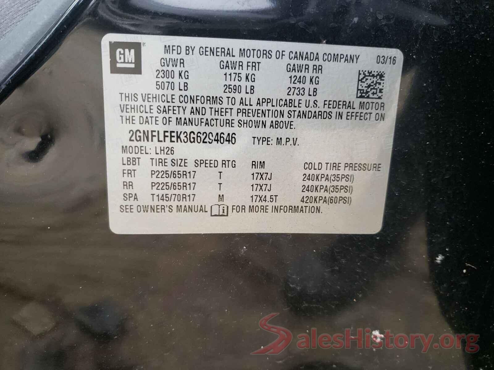 2GNFLFEK3G6294646 2016 CHEVROLET EQUINOX