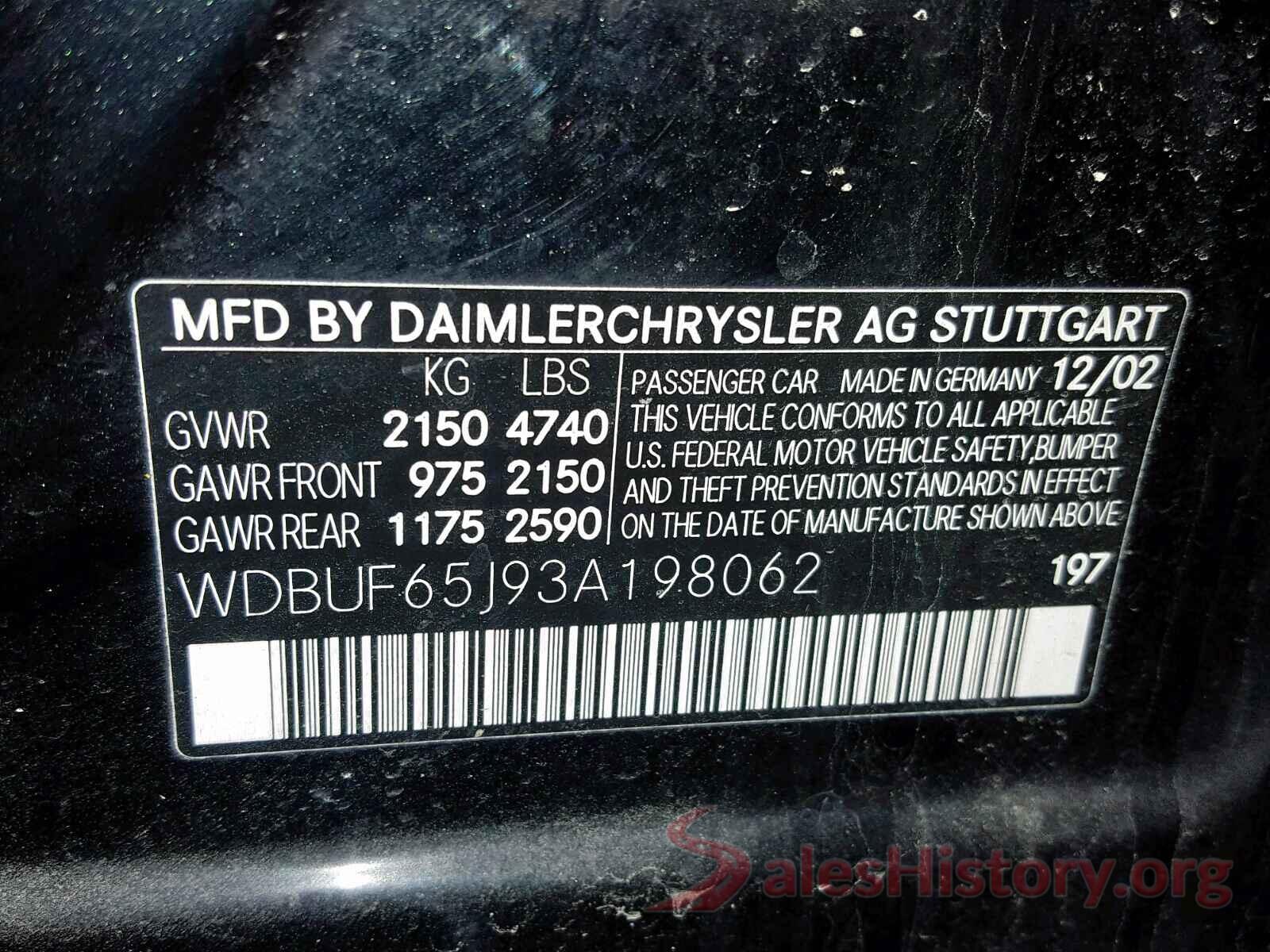 WDBUF65J93A198062 2003 MERCEDES-BENZ E CLASS